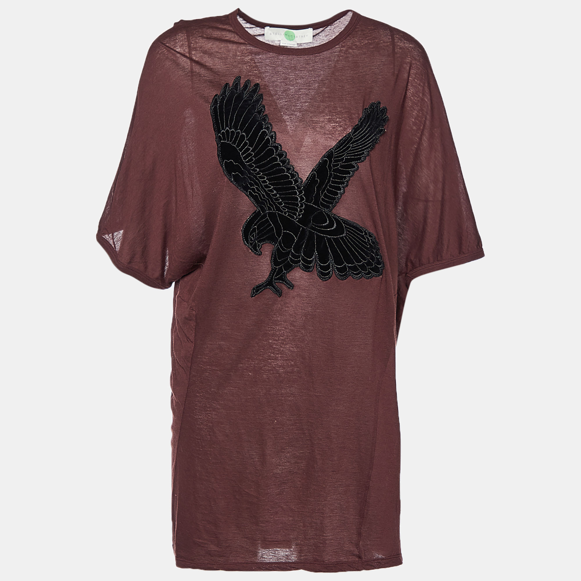 Stella McCartney Brown Cotton Eagle Embroidered Blouse M