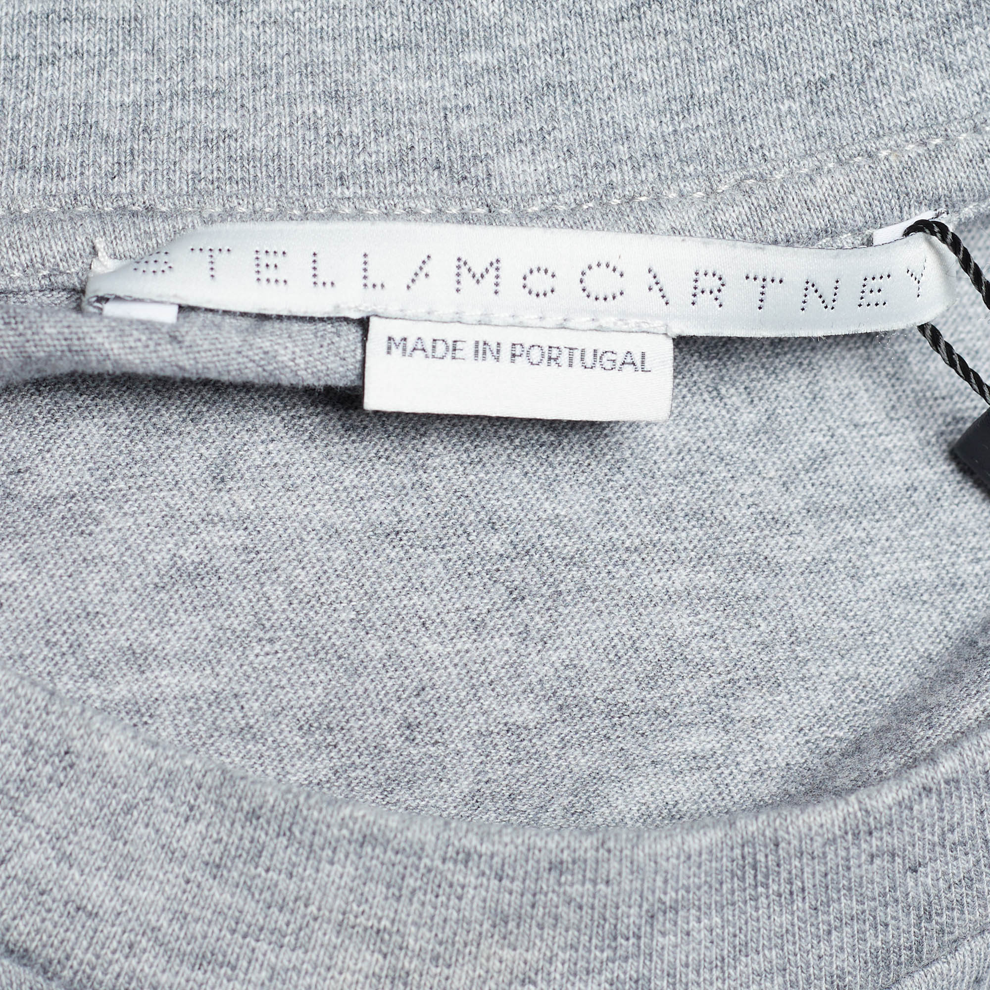 Stella McCartney Grey Shark Print Melange Cotton Crew Neck T-Shirt M