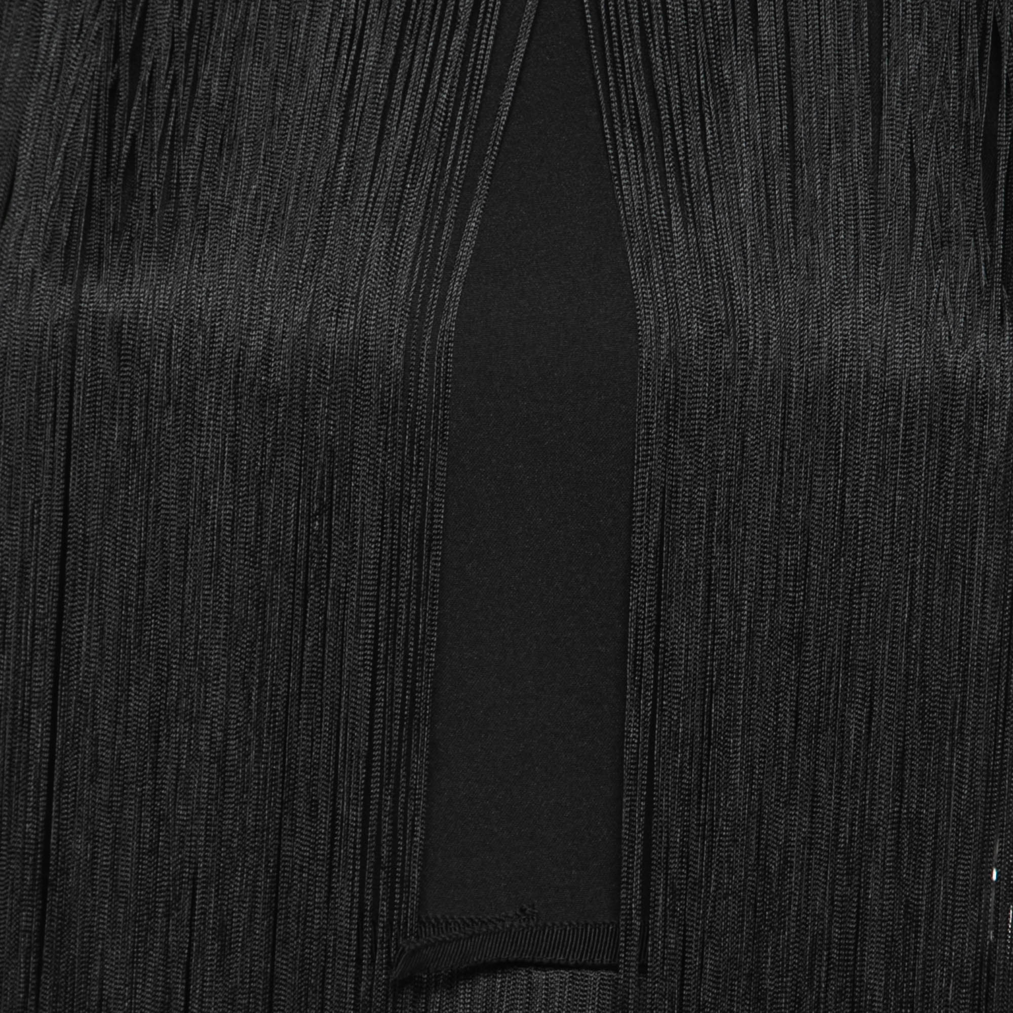 Stella McCartney Black Crepe Fringed Midi Dress XS