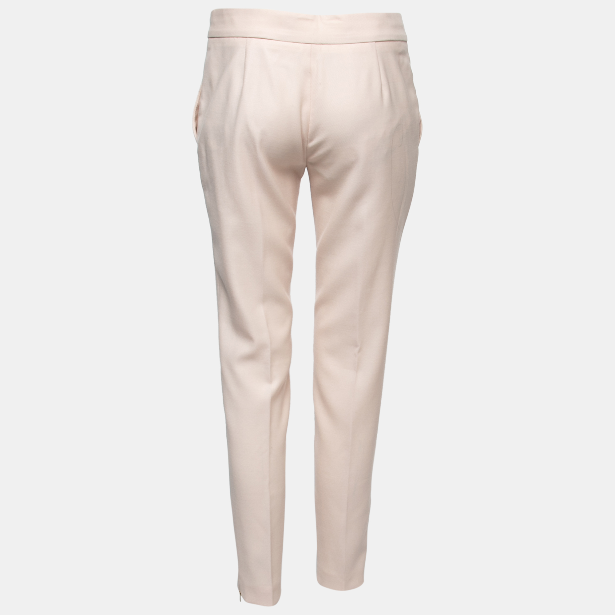 Stella McCartney Pink Textured Wool Tailored Trousers S