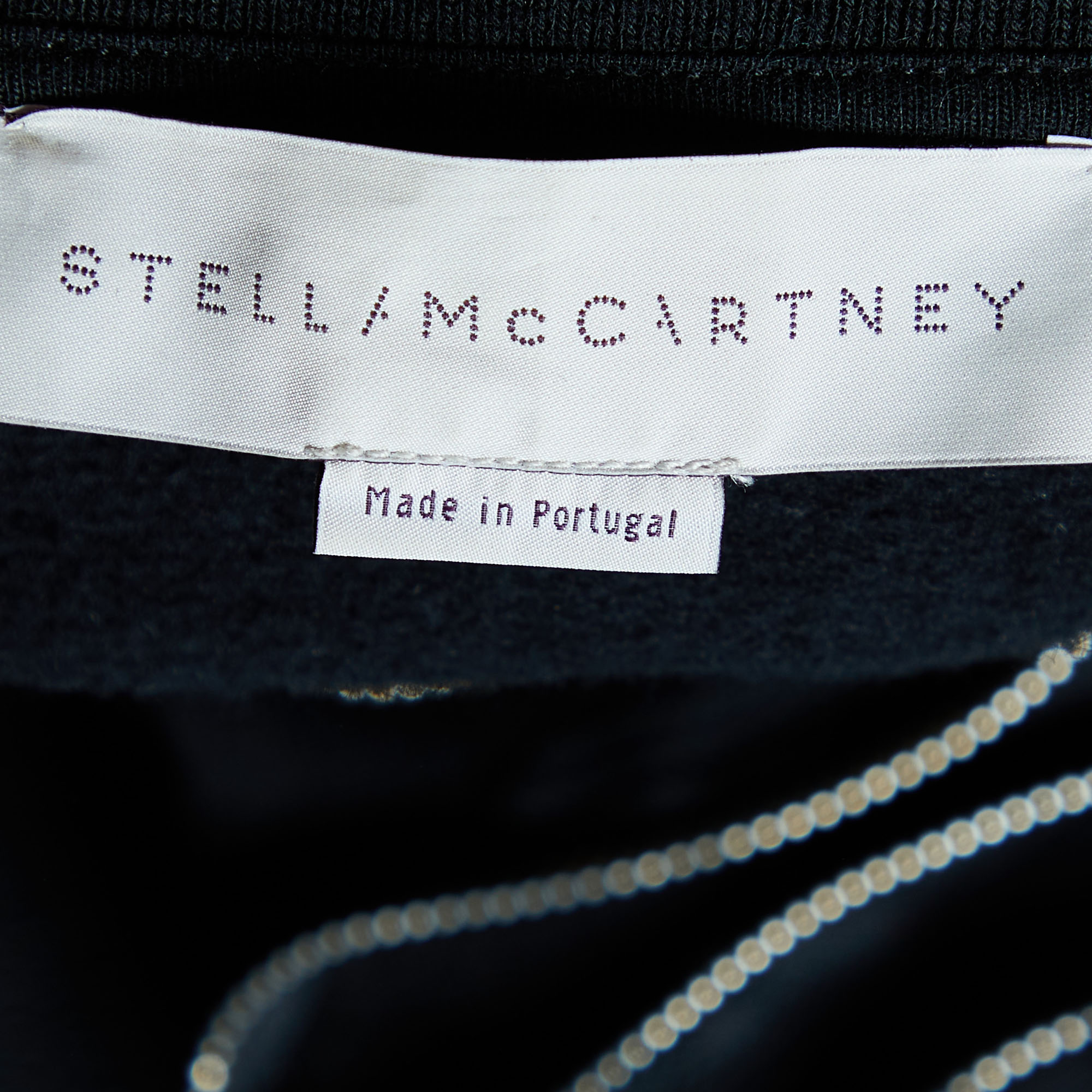 Stella McCartney Black Zipper Squiggle Cotton Knit Sweatshirt XS