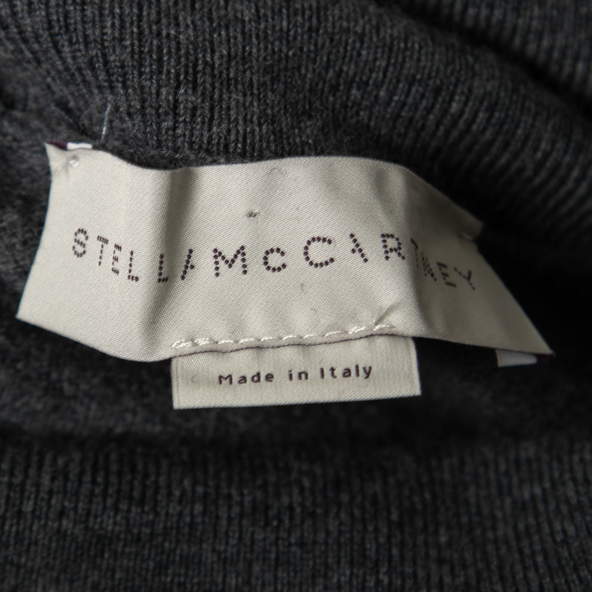 Stella McCartney Grey Wool High Neck Ruffled Sweater Dress S
