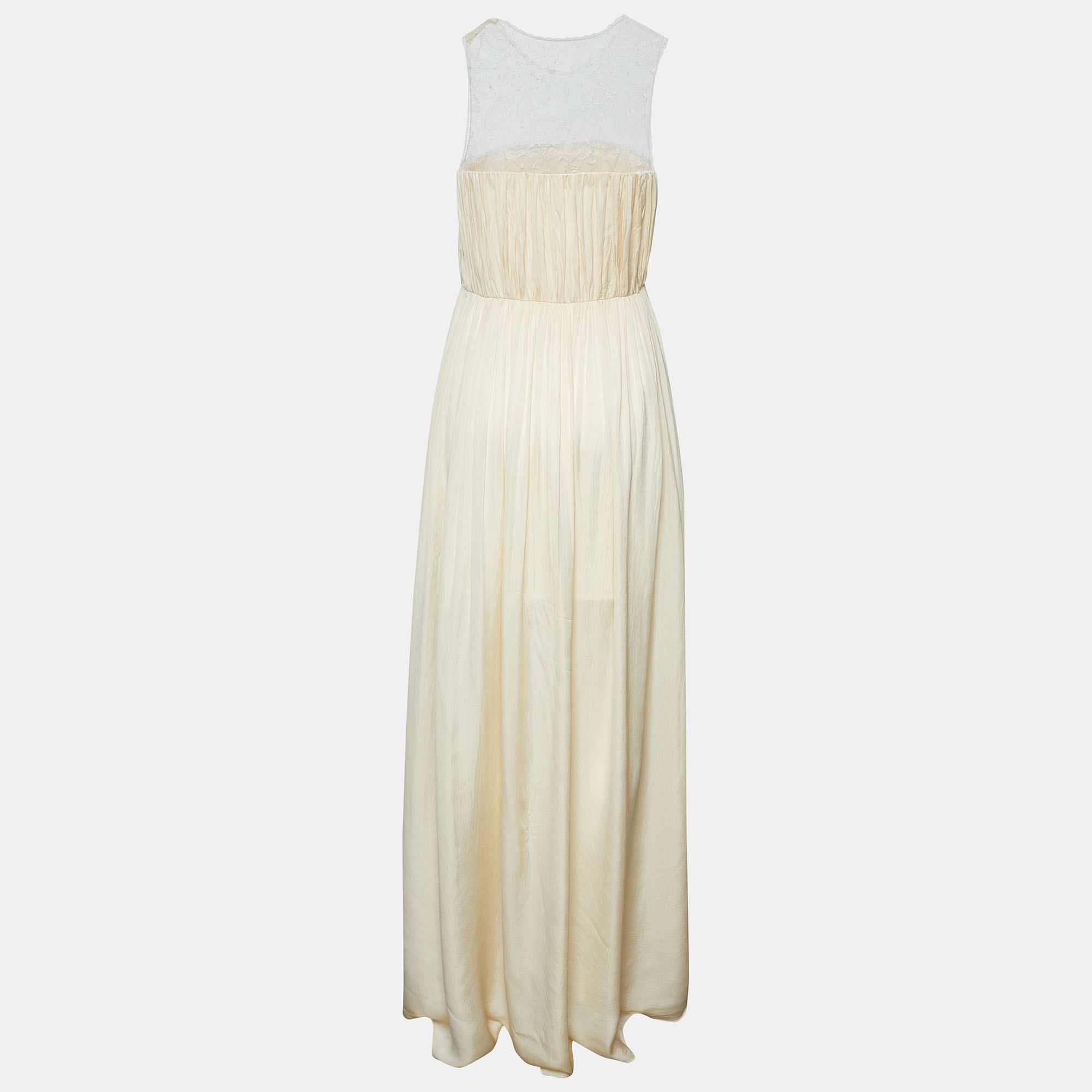 Stella McCartney Cream Silk & Lace Sleeveless Maxi Dress M