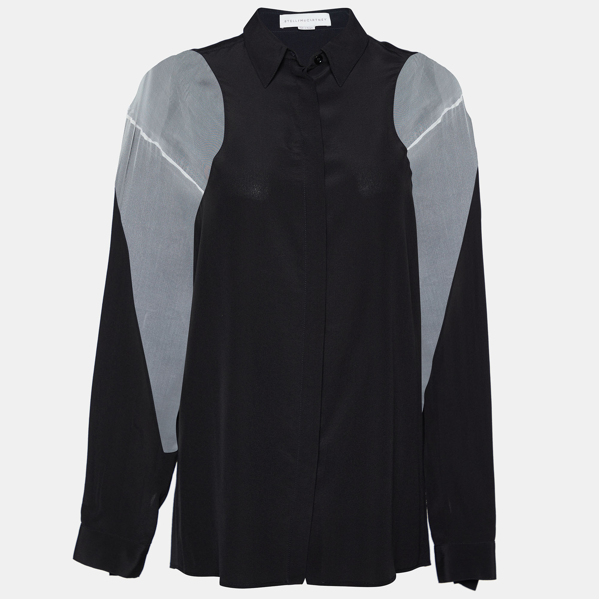 Stella McCartney Black Silk Contrast Detail Button Front Shirt S