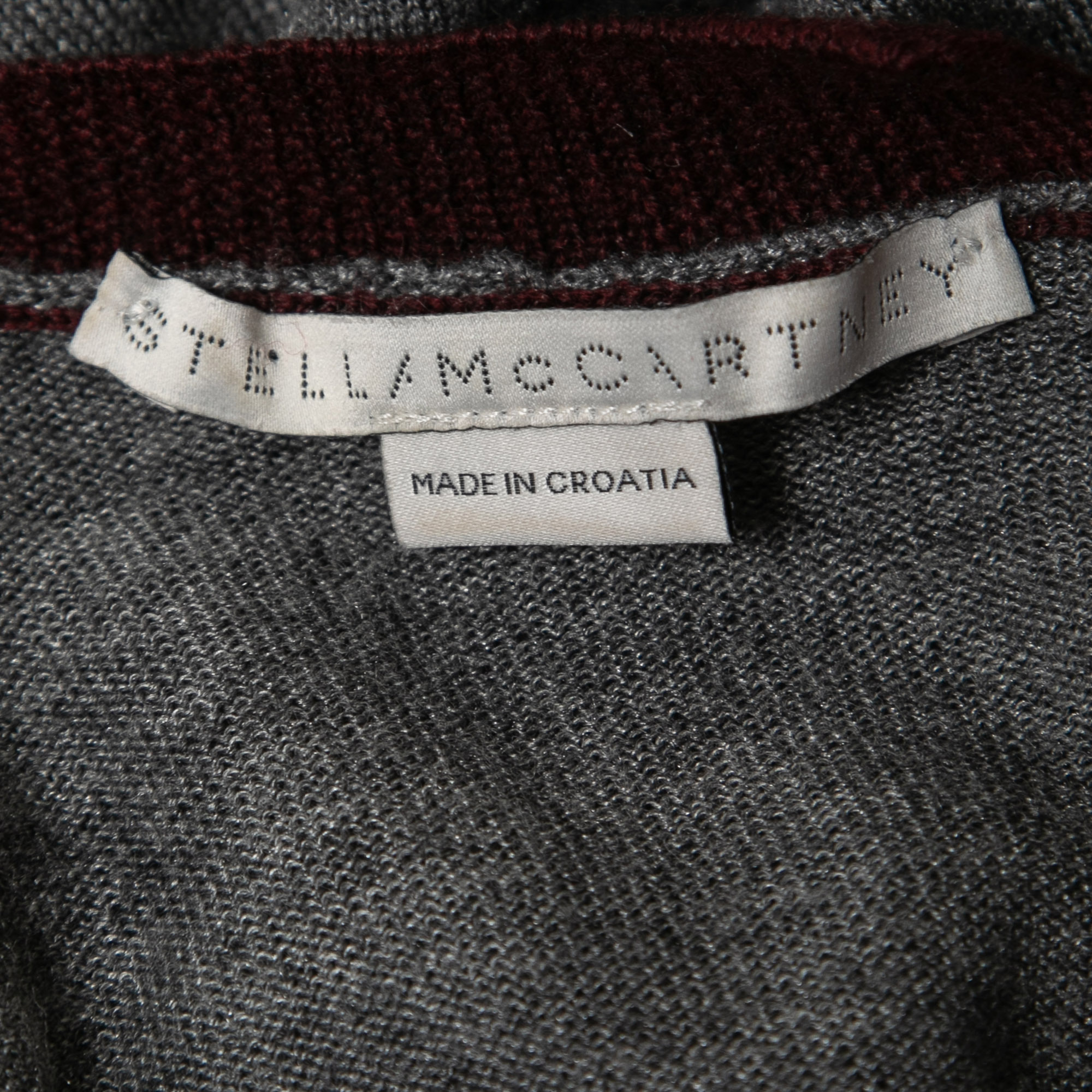 Stella McCartney Grey/Burgundy Wool Knit Jumper S