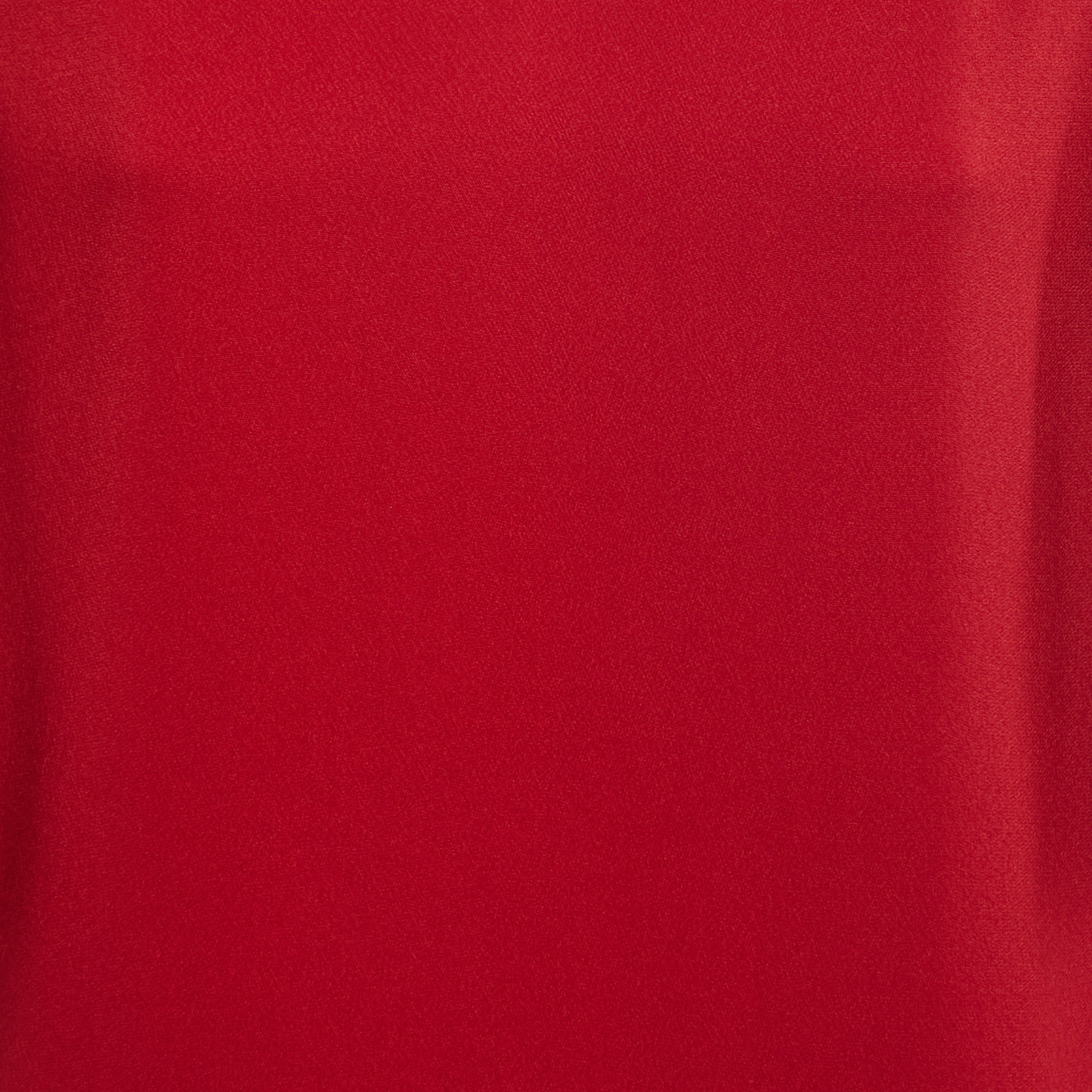 Stella McCartney Red Crepe Gathered Shoulder Shift Dress S