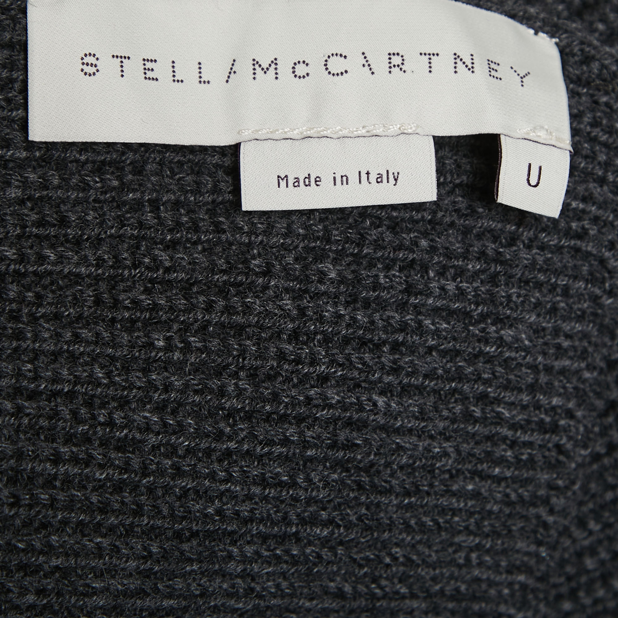 Stella McCartney Charcoal Grey Ribbed Wool Poncho (ONE SIZE)