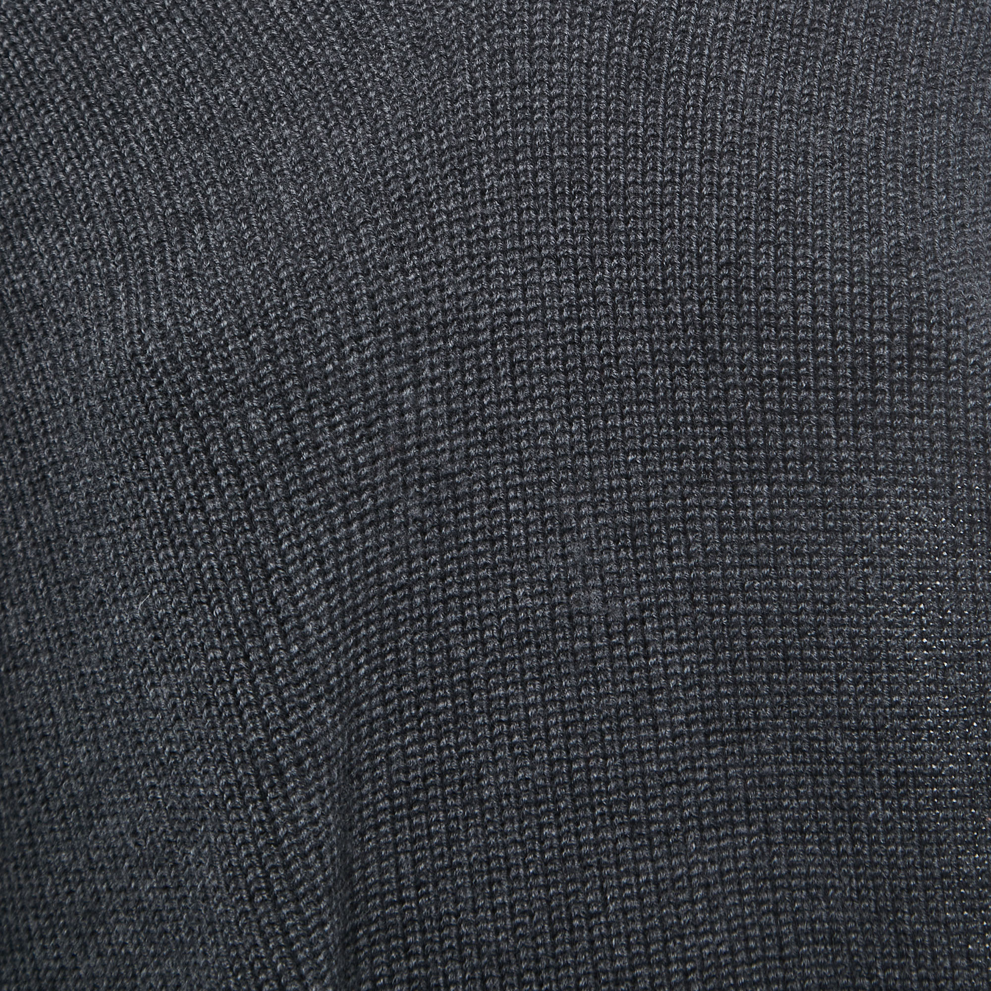 Stella McCartney Charcoal Grey Ribbed Wool Poncho (ONE SIZE)