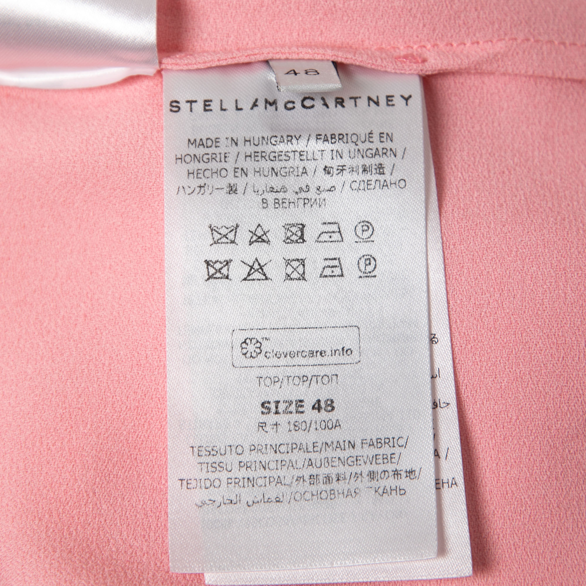Stella McCartney Pink Crepe Slit Sleeve Detail Blouse L
