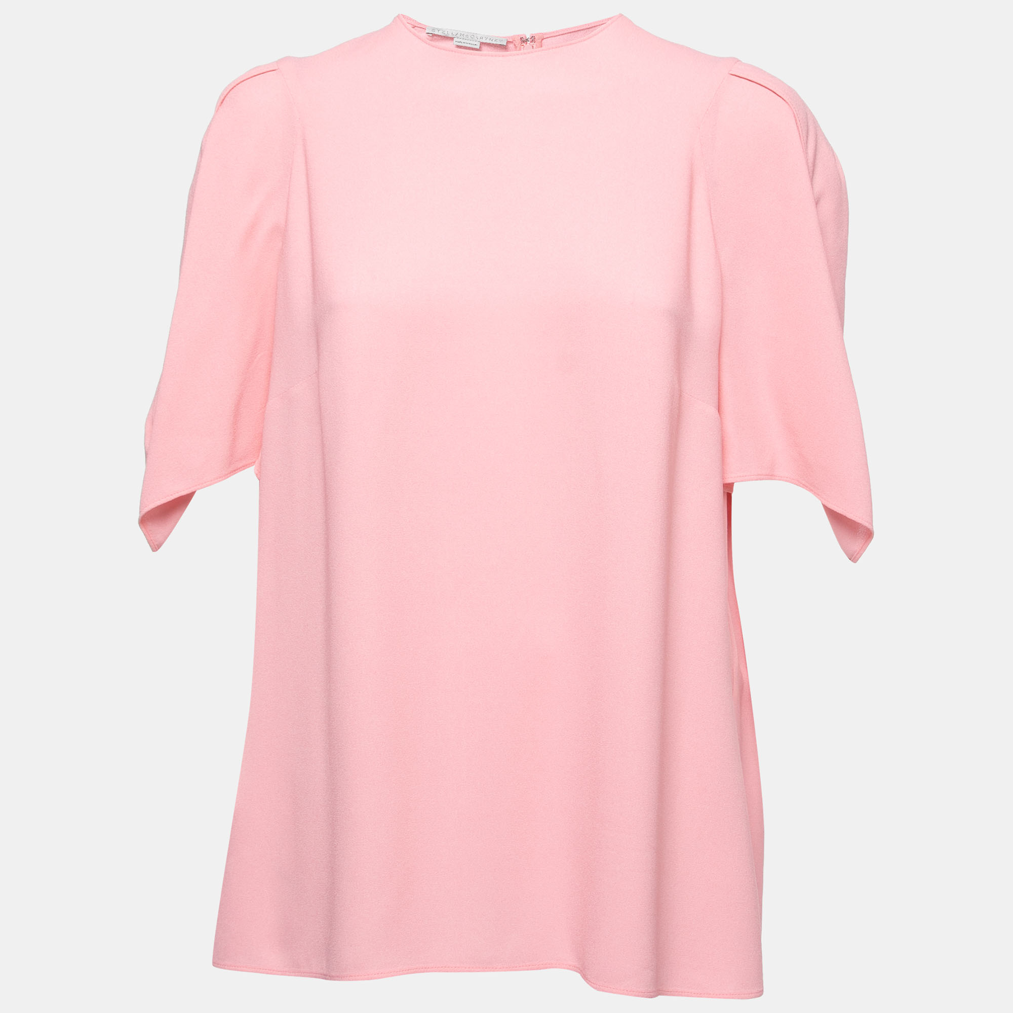 Stella mccartney pink crepe slit sleeve detail blouse l