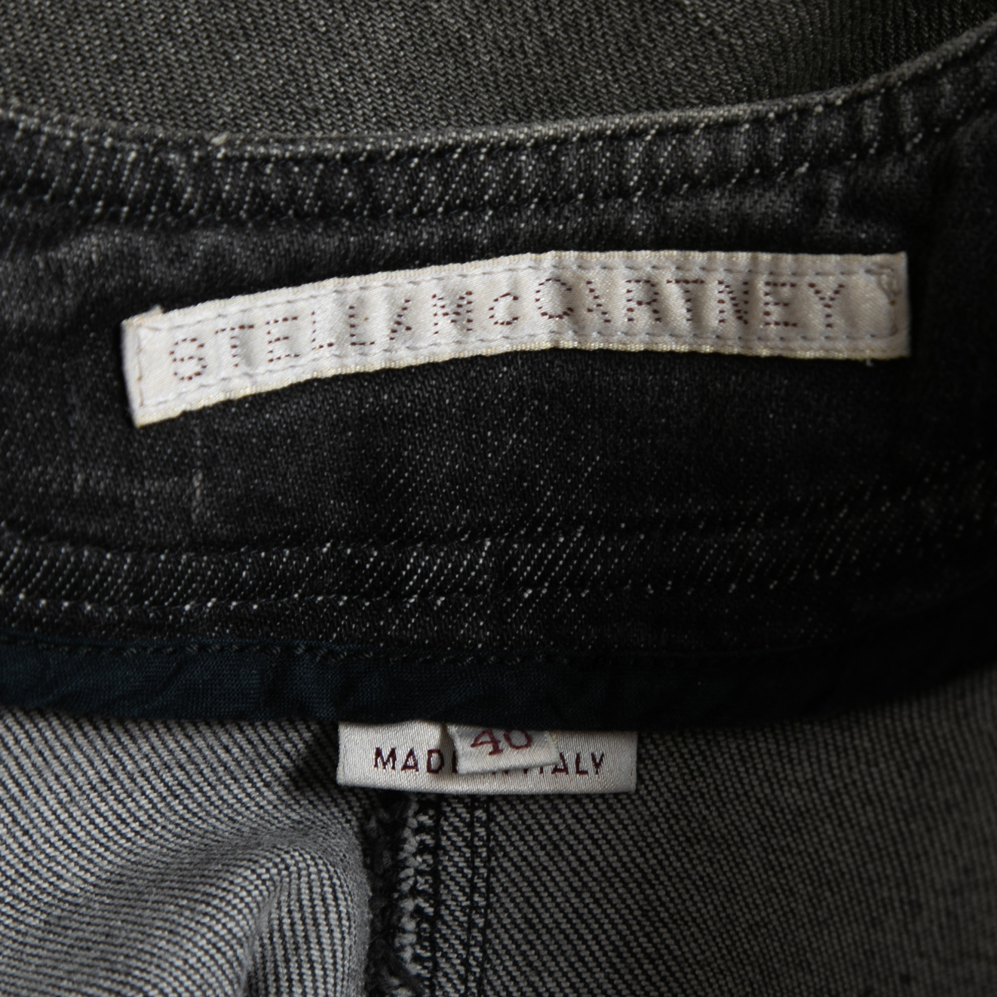 Stella McCartney Grey Faded Effect Denim Midi Skirt S