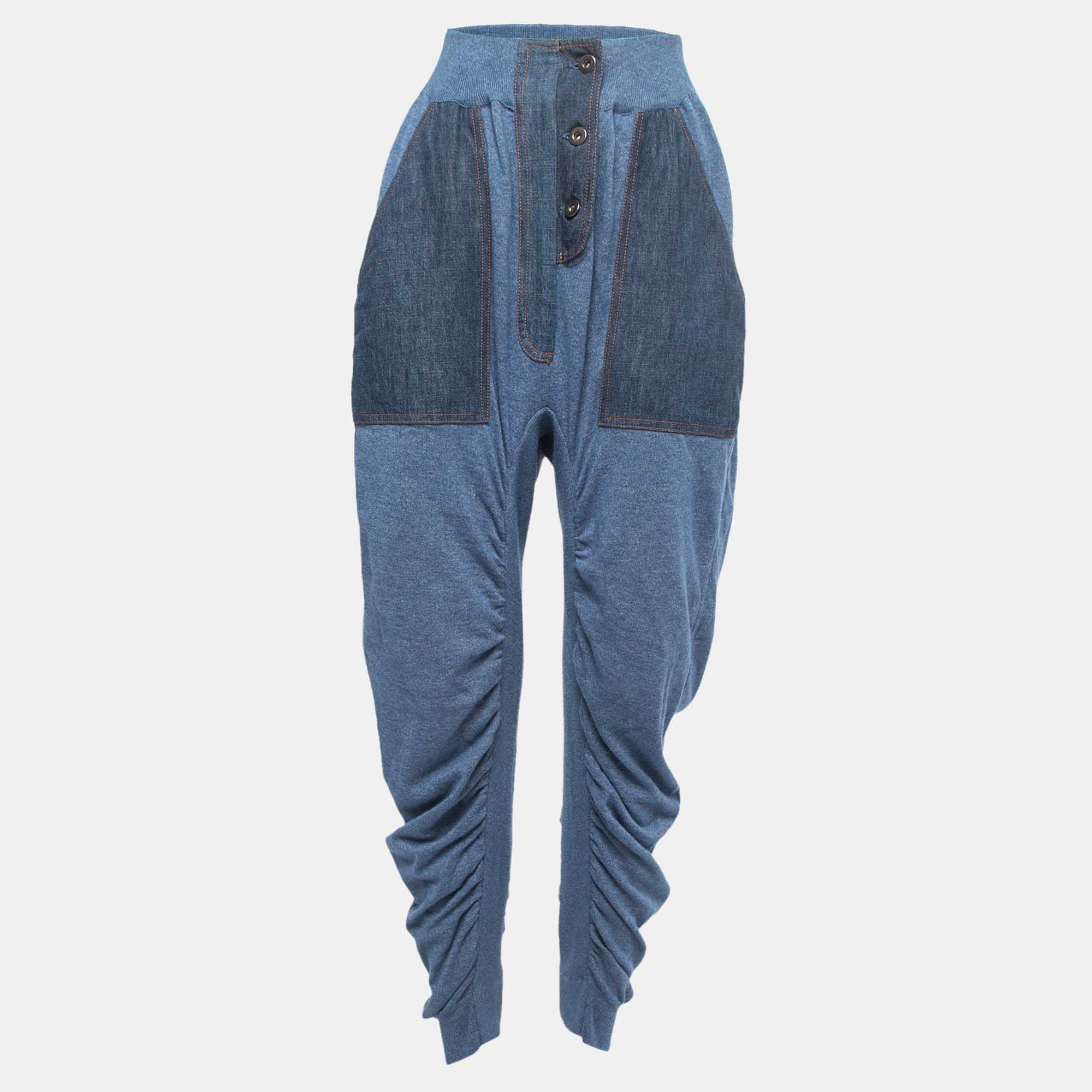 Stella mccartney blue knit ruched high waist pants xs