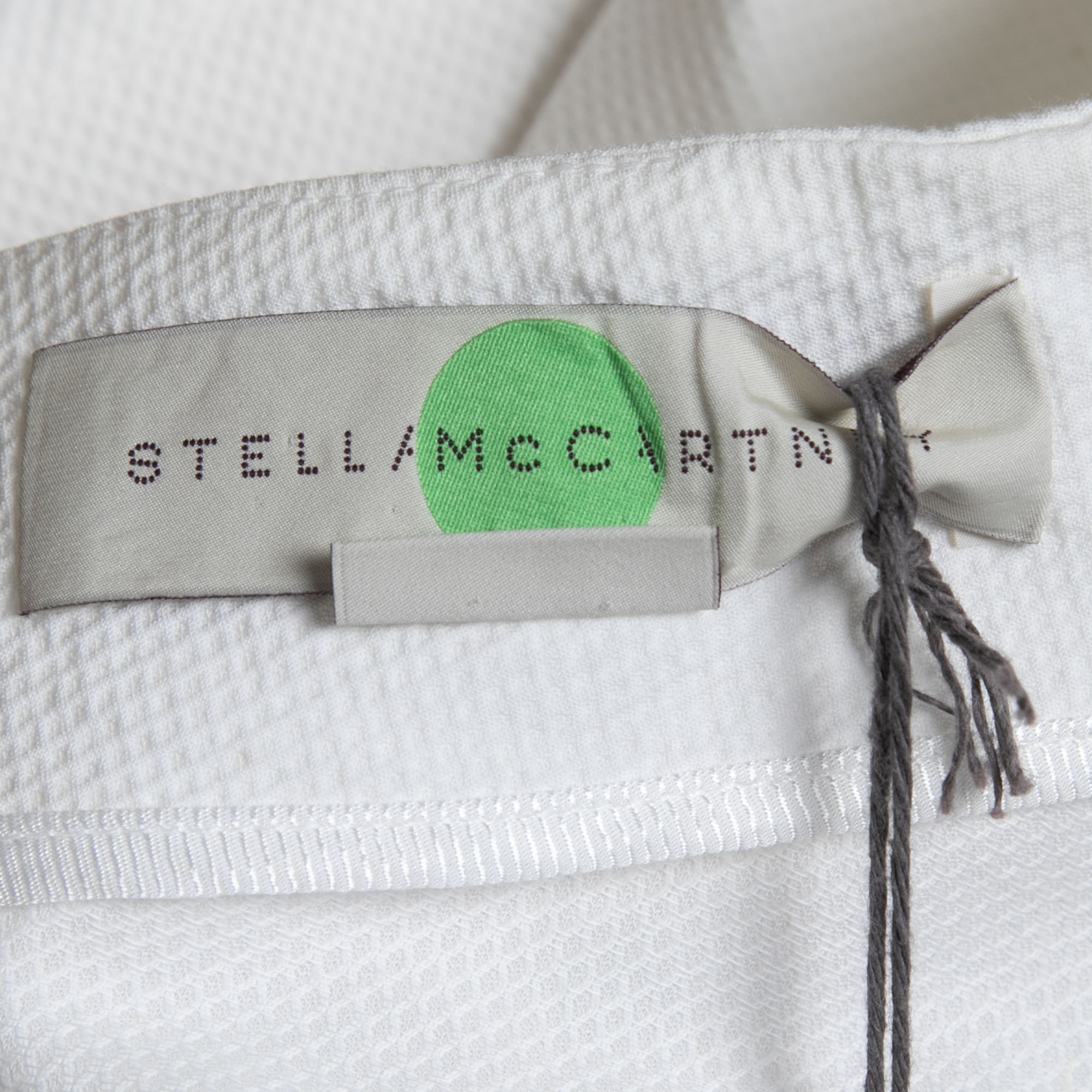 Stella McCartney White Cotton Floral Patch Detail V-Neck Sleeveless Mini Dress S