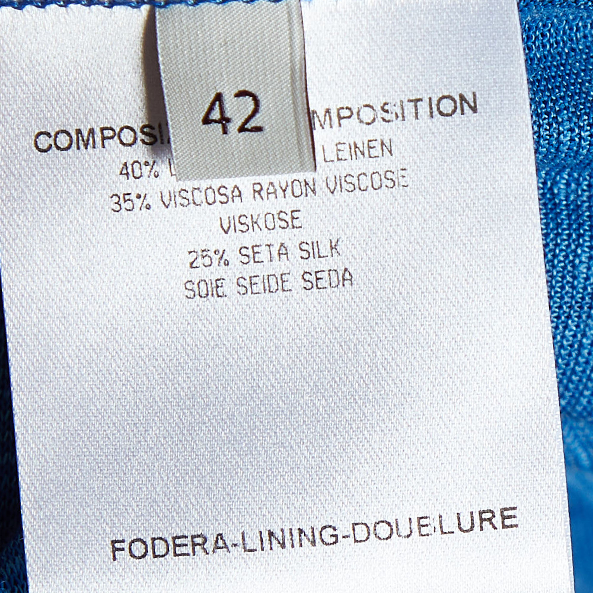 Stella McCartney Blue Linen Knit & Satin Hem Bow Detail Mini Dress M