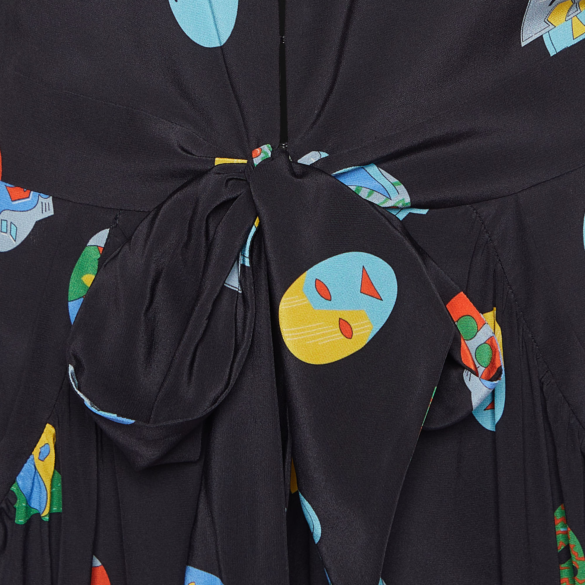 Stella McCartney Black Monia Superhero Printed Silk Jumpsuit M
