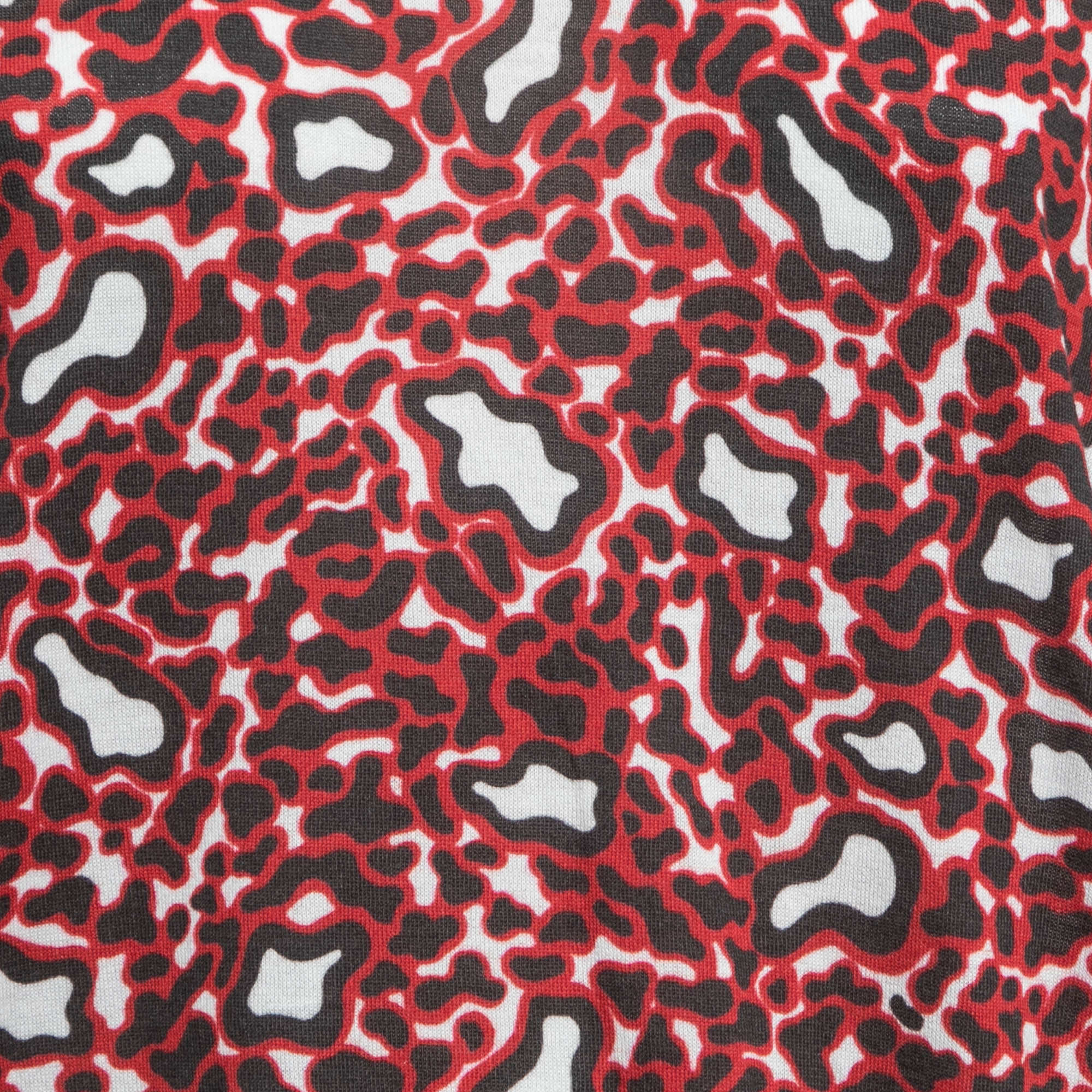 Stella McCartney Red Leopard Print Cotton Knit Long Sleeve Top M