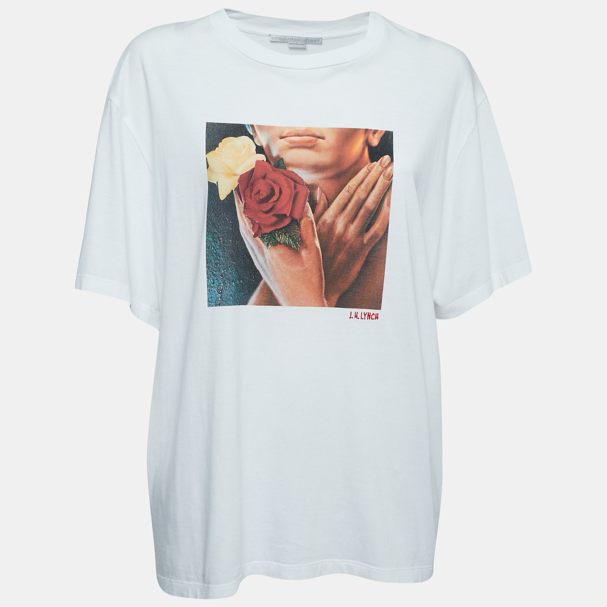Stella McCartney White Graphic Print Half Sleeve T-Shirt XL
