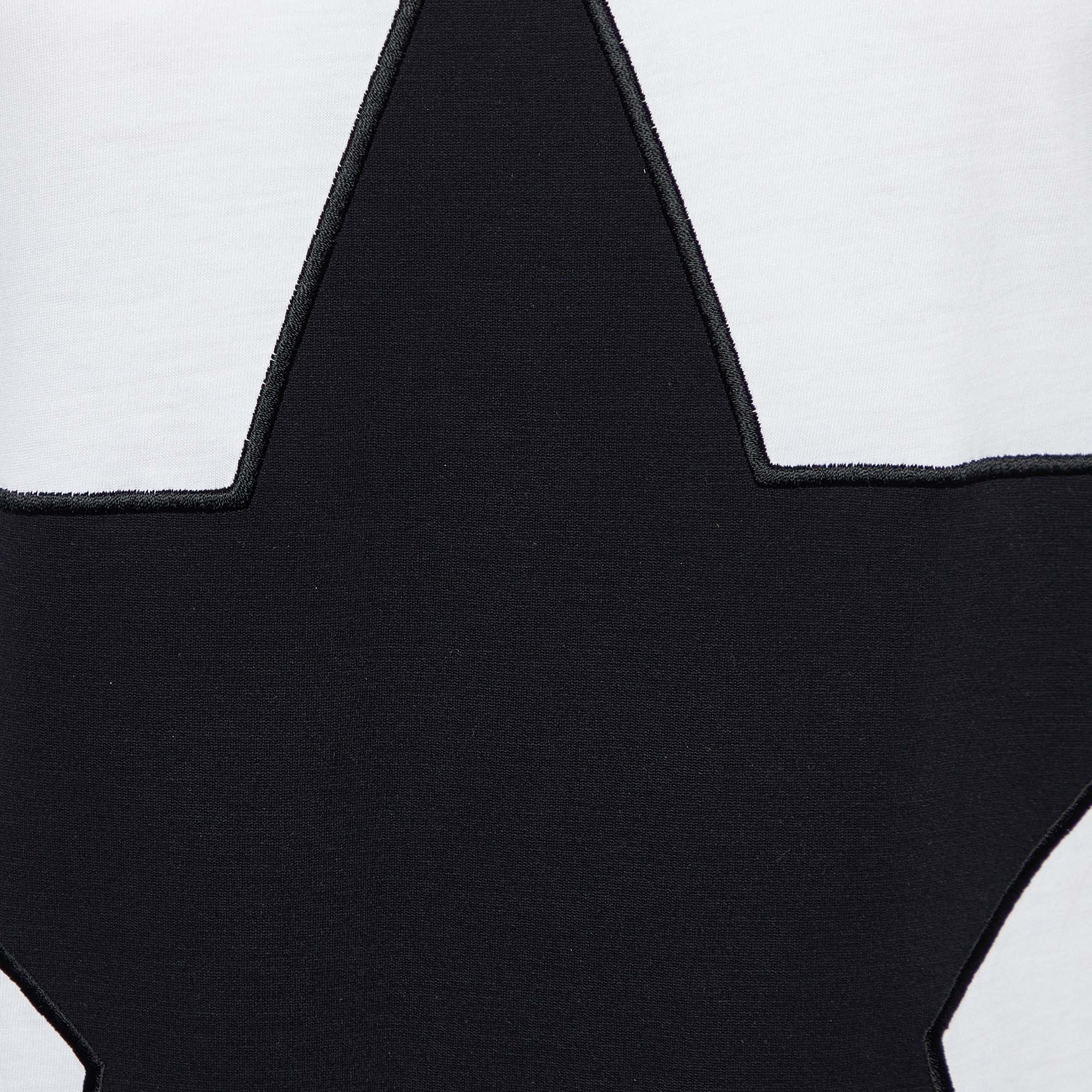 Stella McCartney White Cotton Knit Fringed Star Applique Detail T-Shirt S