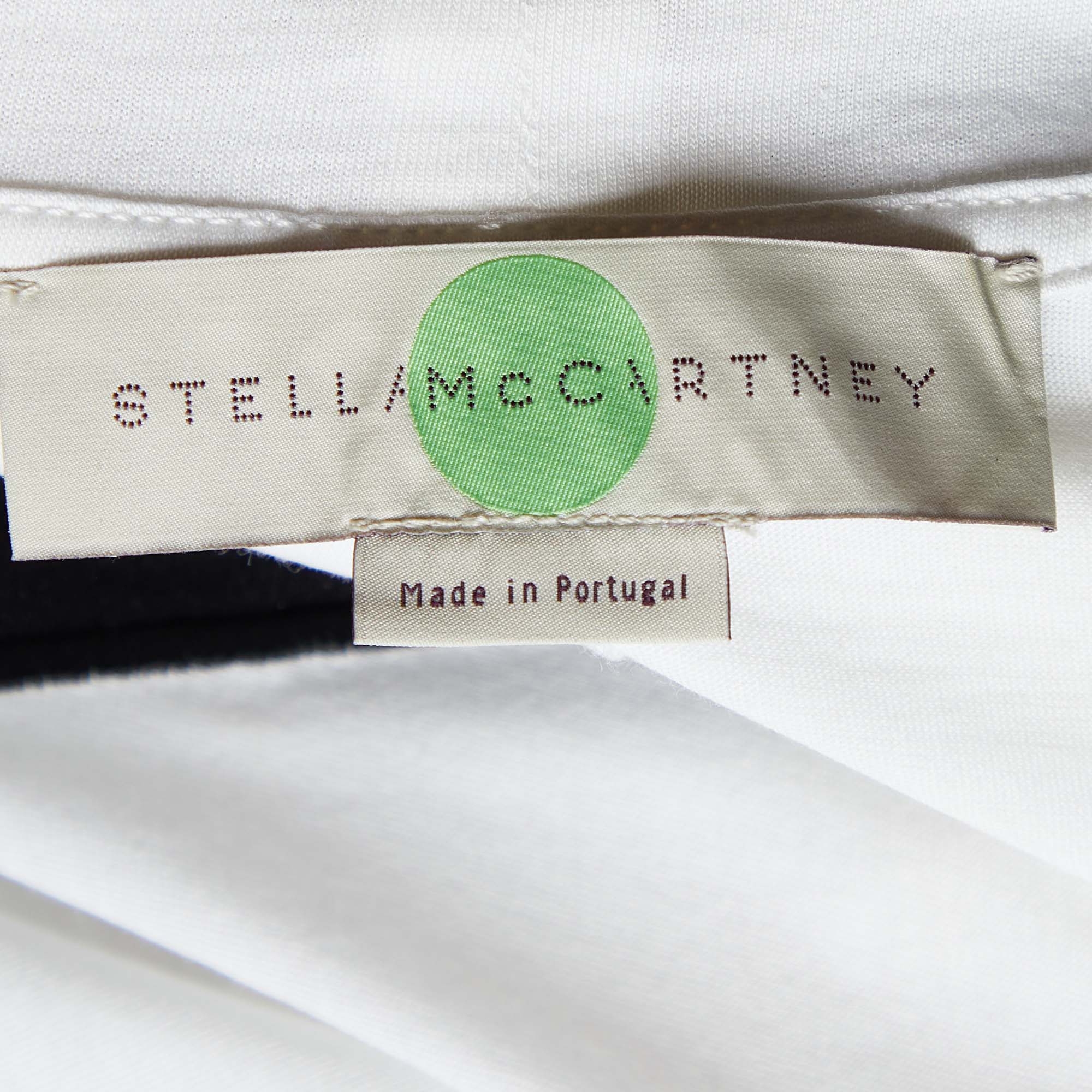 Stella McCartney White Cotton Knit Fringed Star Applique Detail T-Shirt S