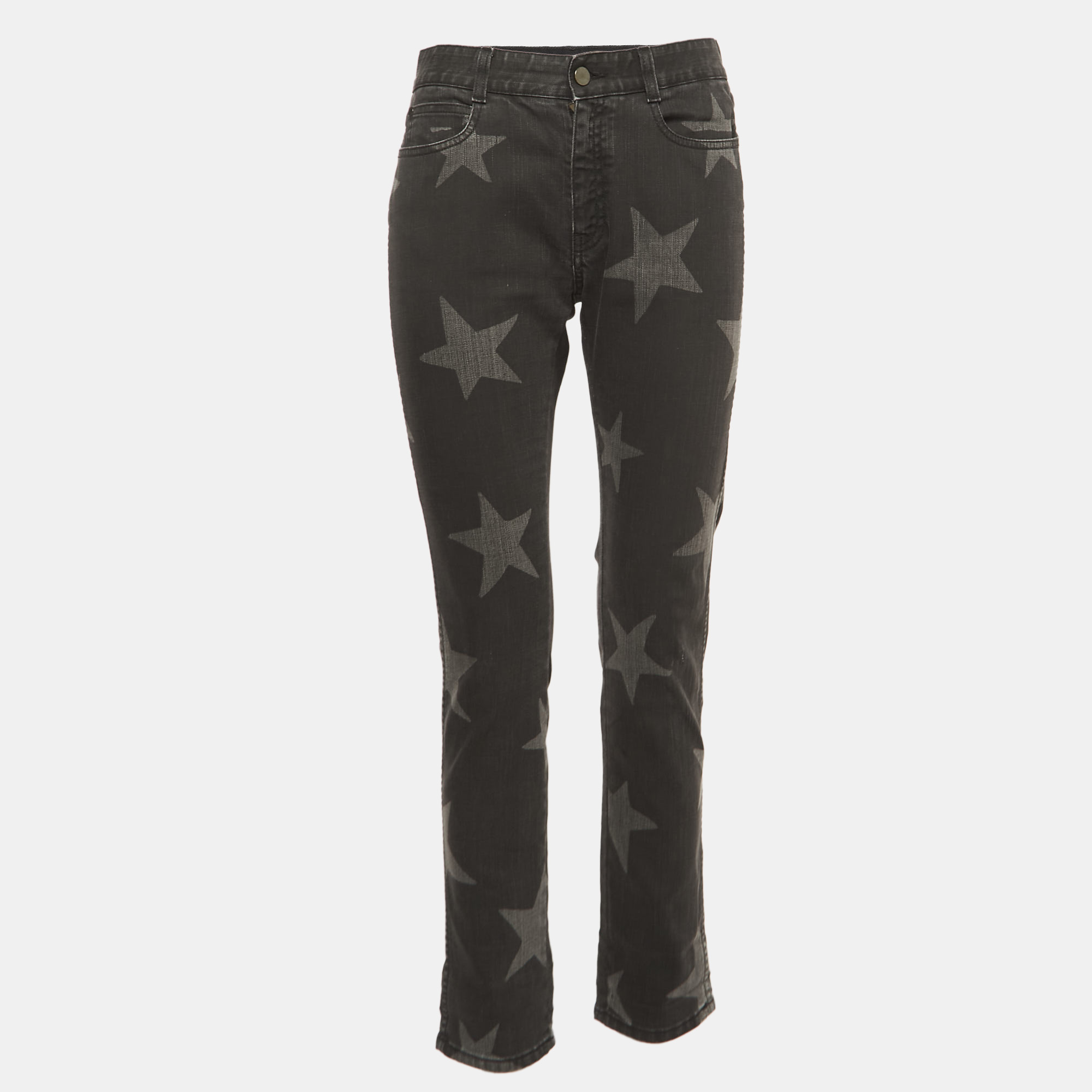 Stella McCartney Black Washed Stars Print Denim Jeans S Waist 26