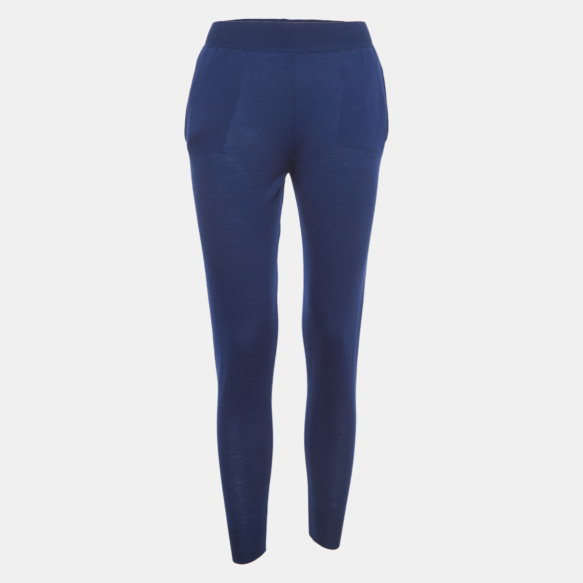 Stella mccartney blue wool elasticated waist joggers s
