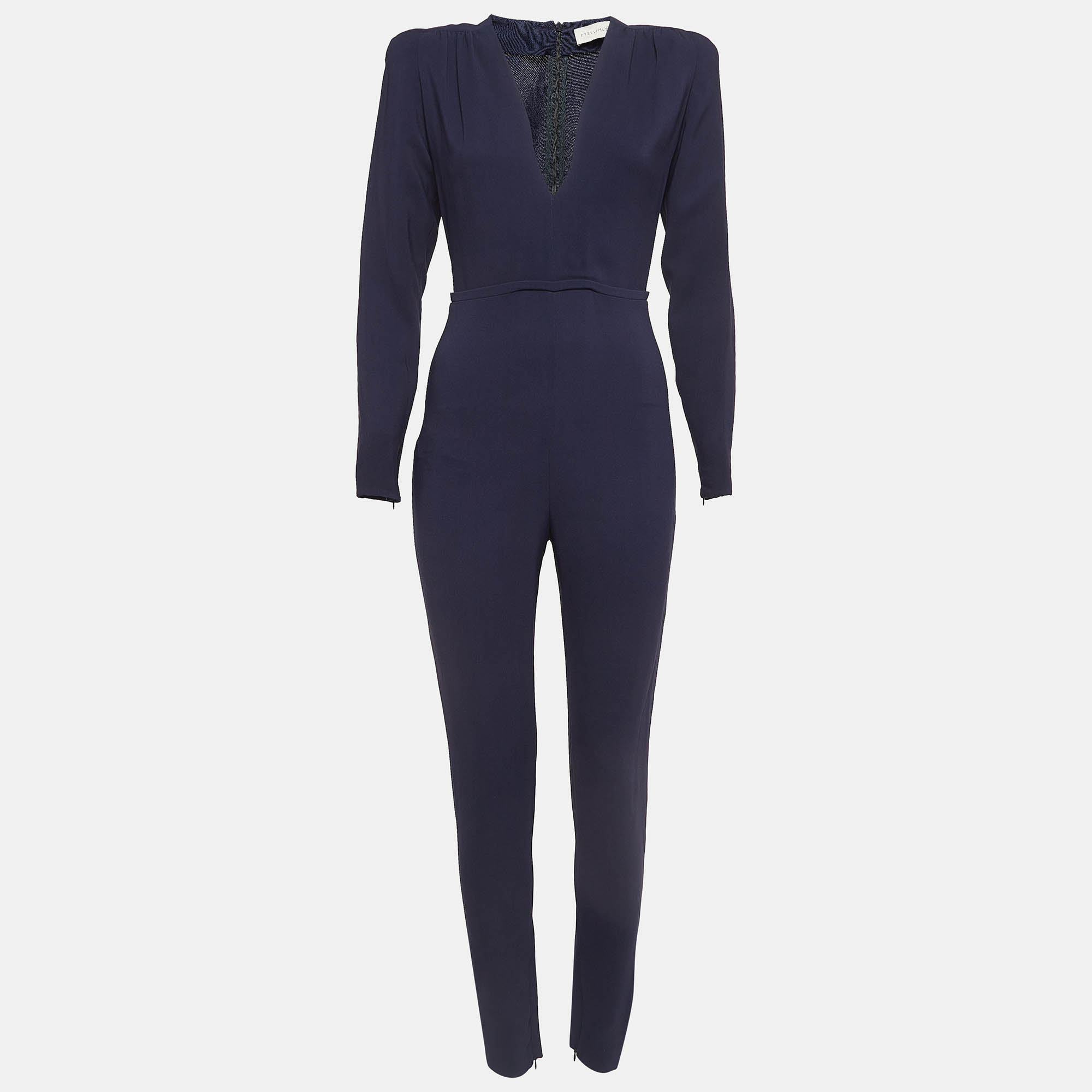 

Stella McCartney Navy Crepe V-Neck Long Sleeve Jumpsuit, Navy blue