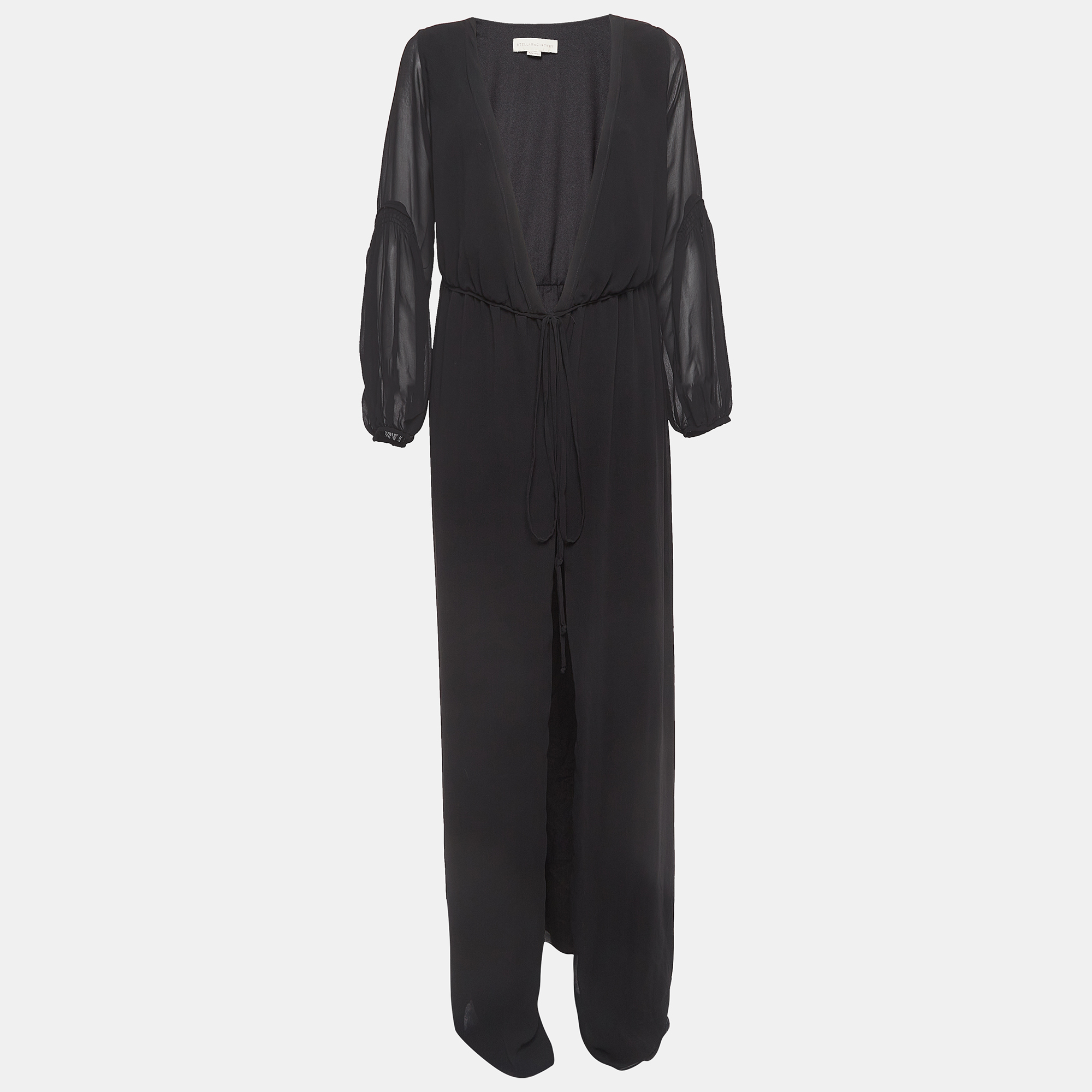 

Stella McCartney Black Crepe Long Sleeve Maxi Wrap Dress