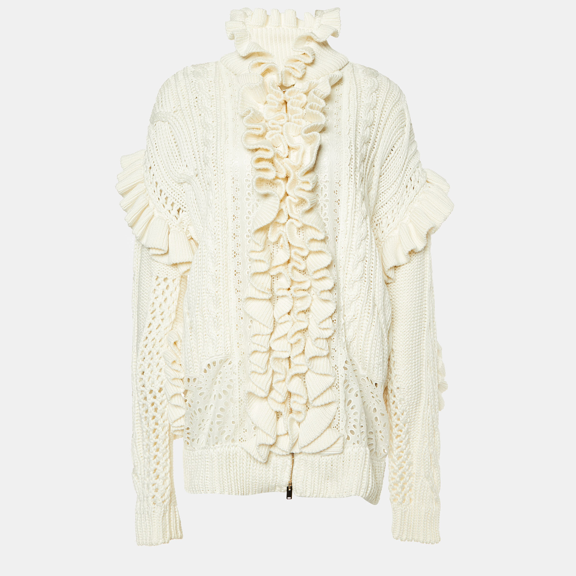 Stella mccartney white knit ruffled jacket s