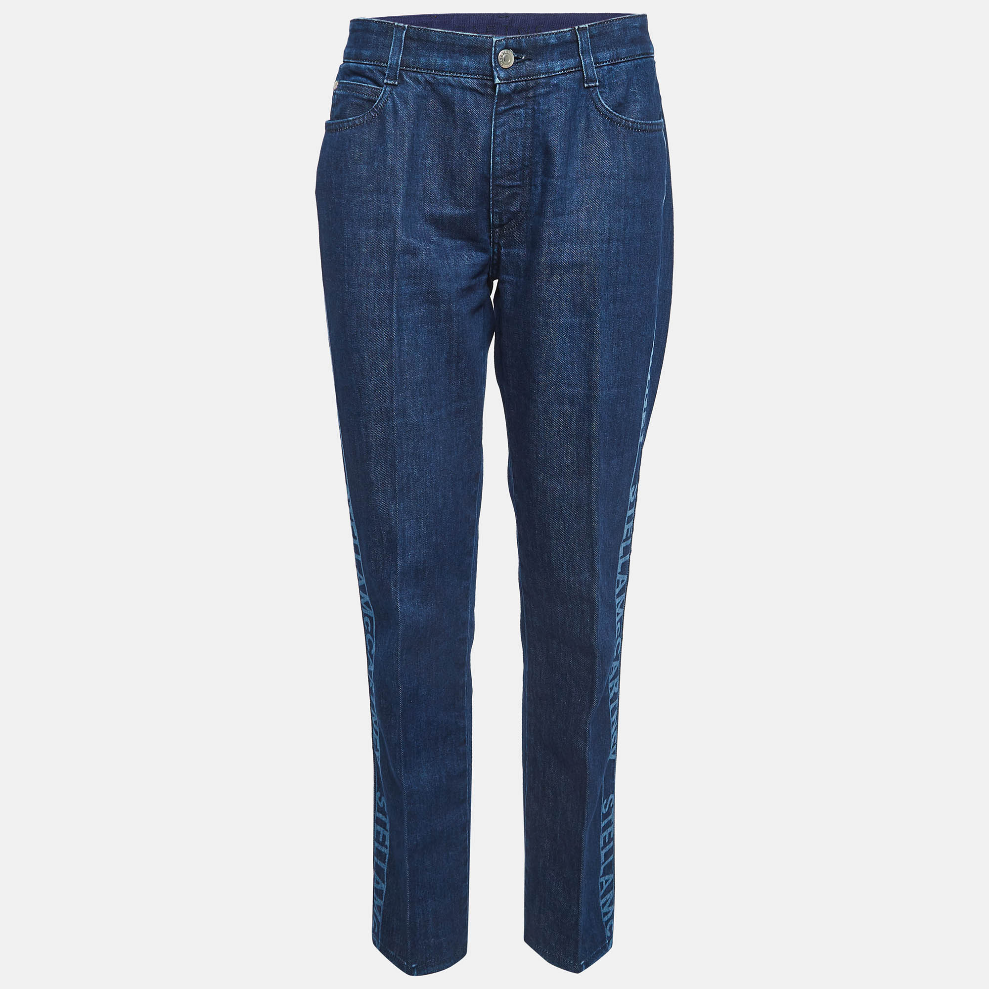 Stella mccartney blue logo printed denim jeans m waist 27"