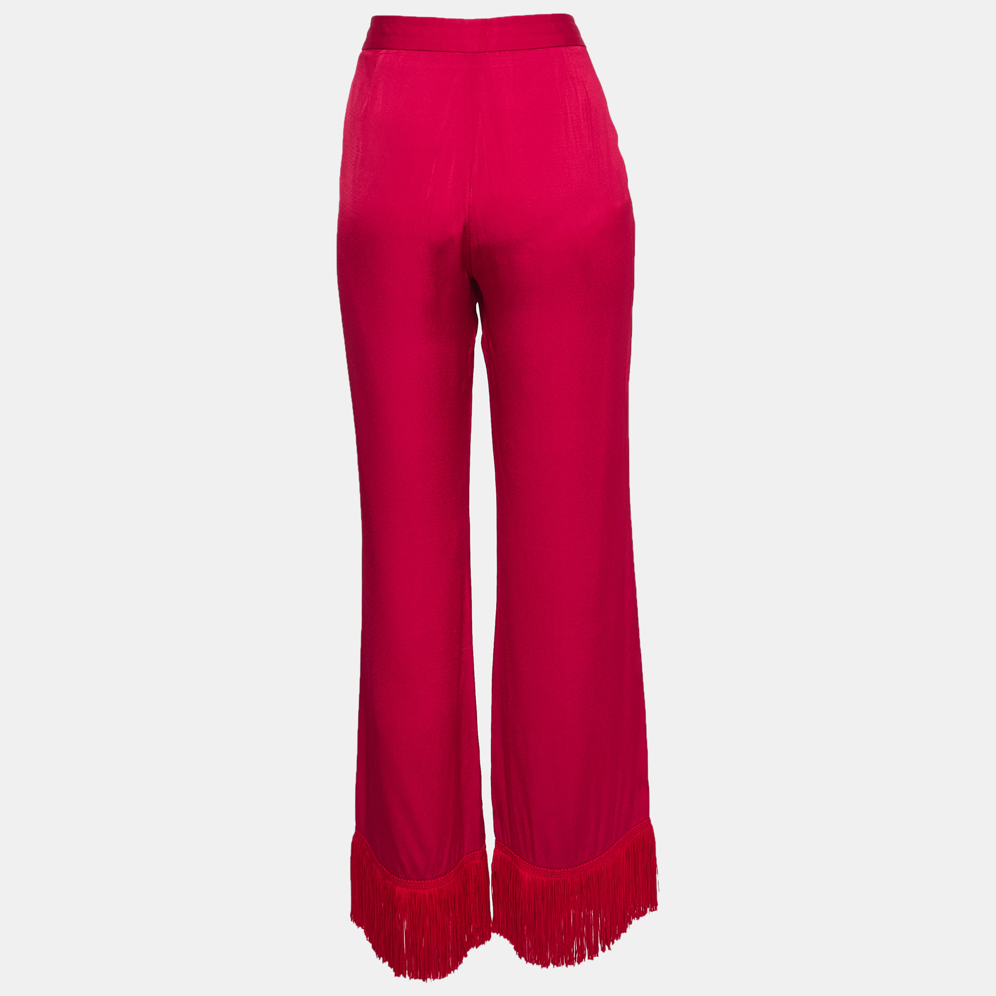 Stella McCartney Pink Satin Tassels Detail Trousers S