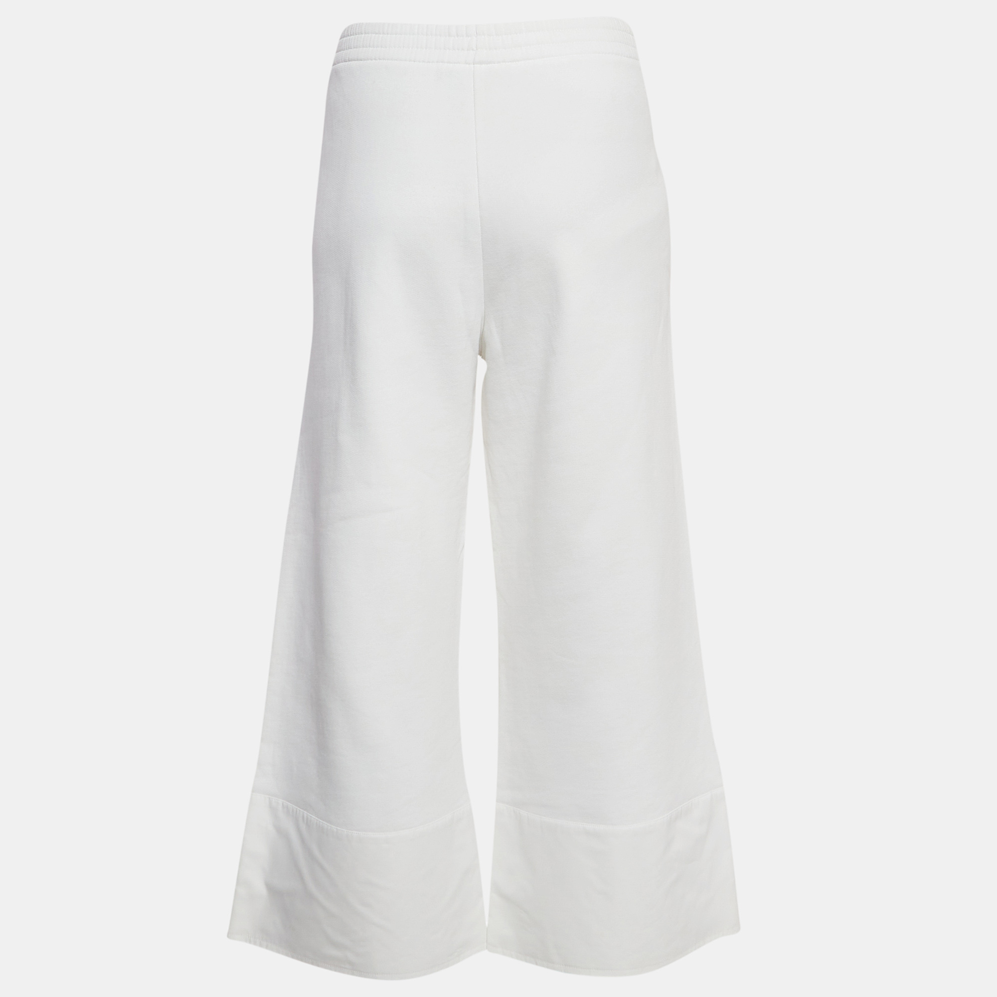 Stella McCartney White Cotton Wide-Leg Sweatpants M