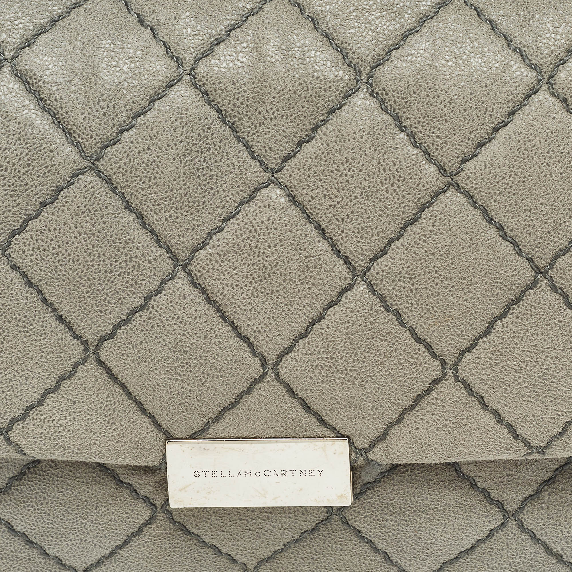 Stella McCartney Grey Quilted Faux Suede Beckett Shoulder Bag