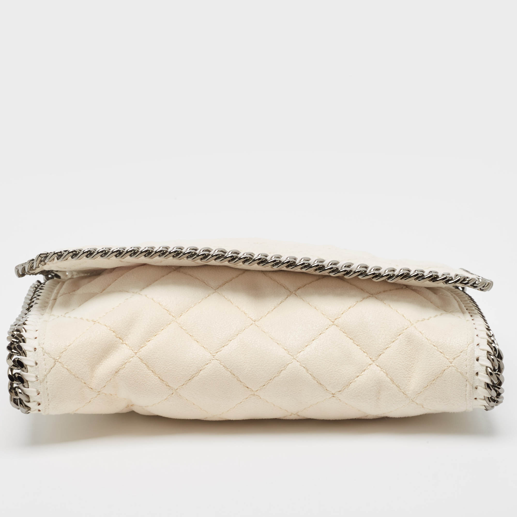 Stella McCartney Off White Quilted Faux Suede Falabella Flap Bag