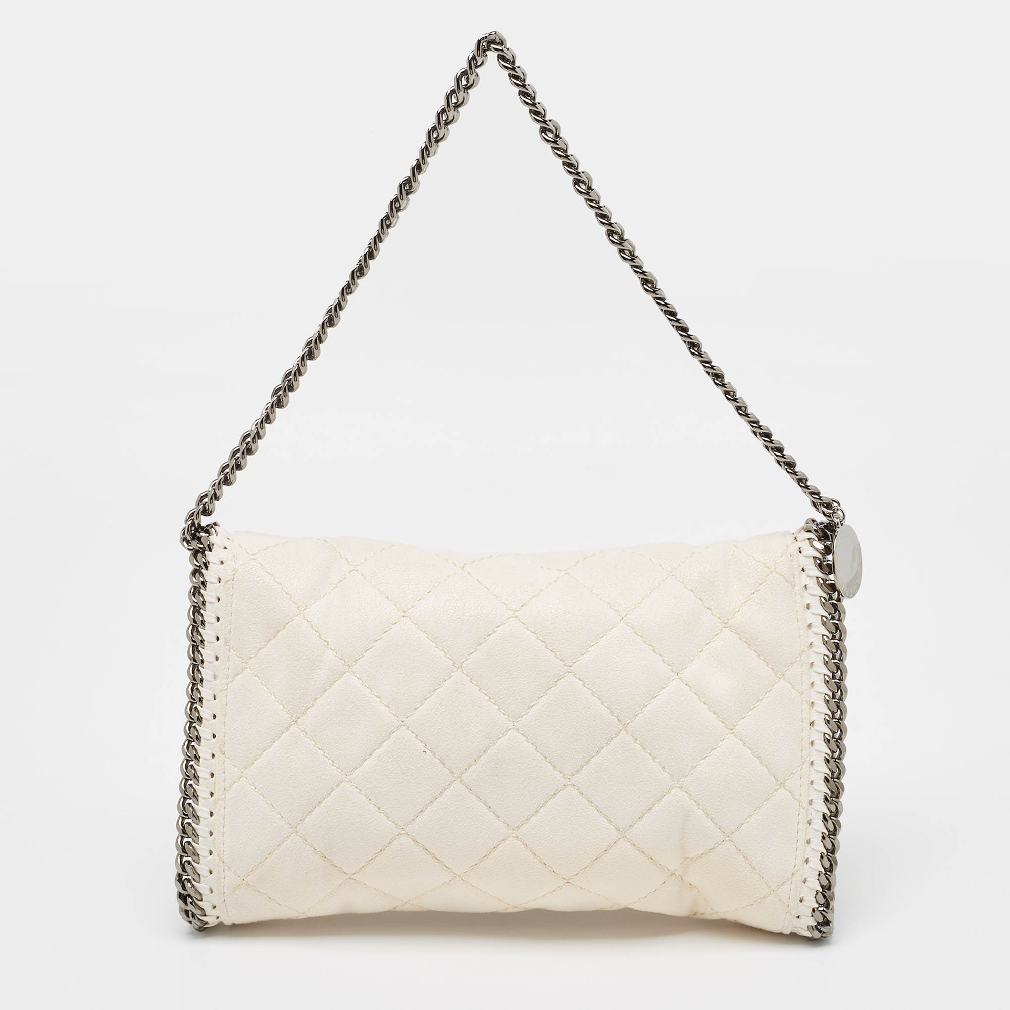 Stella McCartney Off White Quilted Faux Suede Falabella Flap Bag