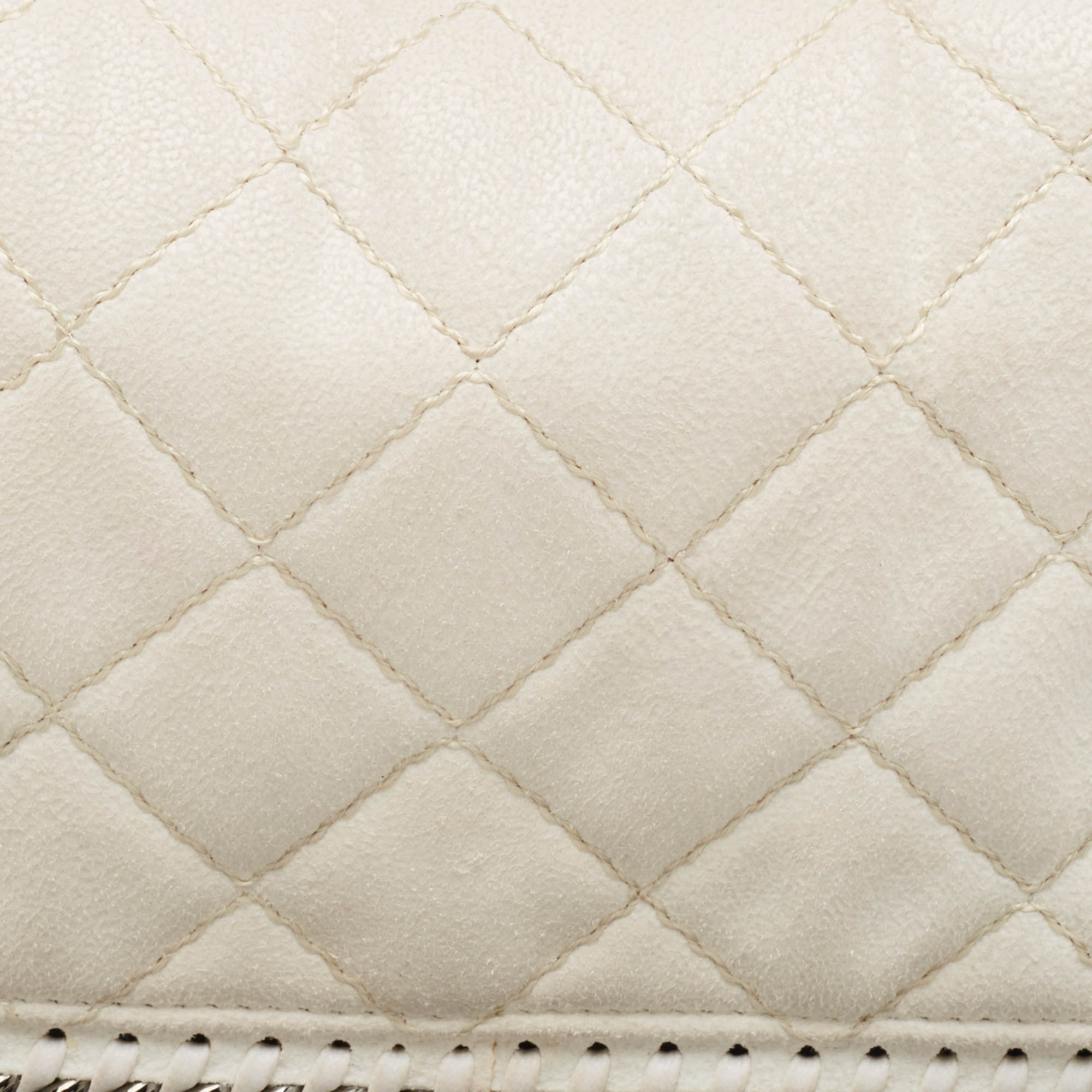 Stella McCartney Off White Quilted Faux Suede Falabella Flap Bag