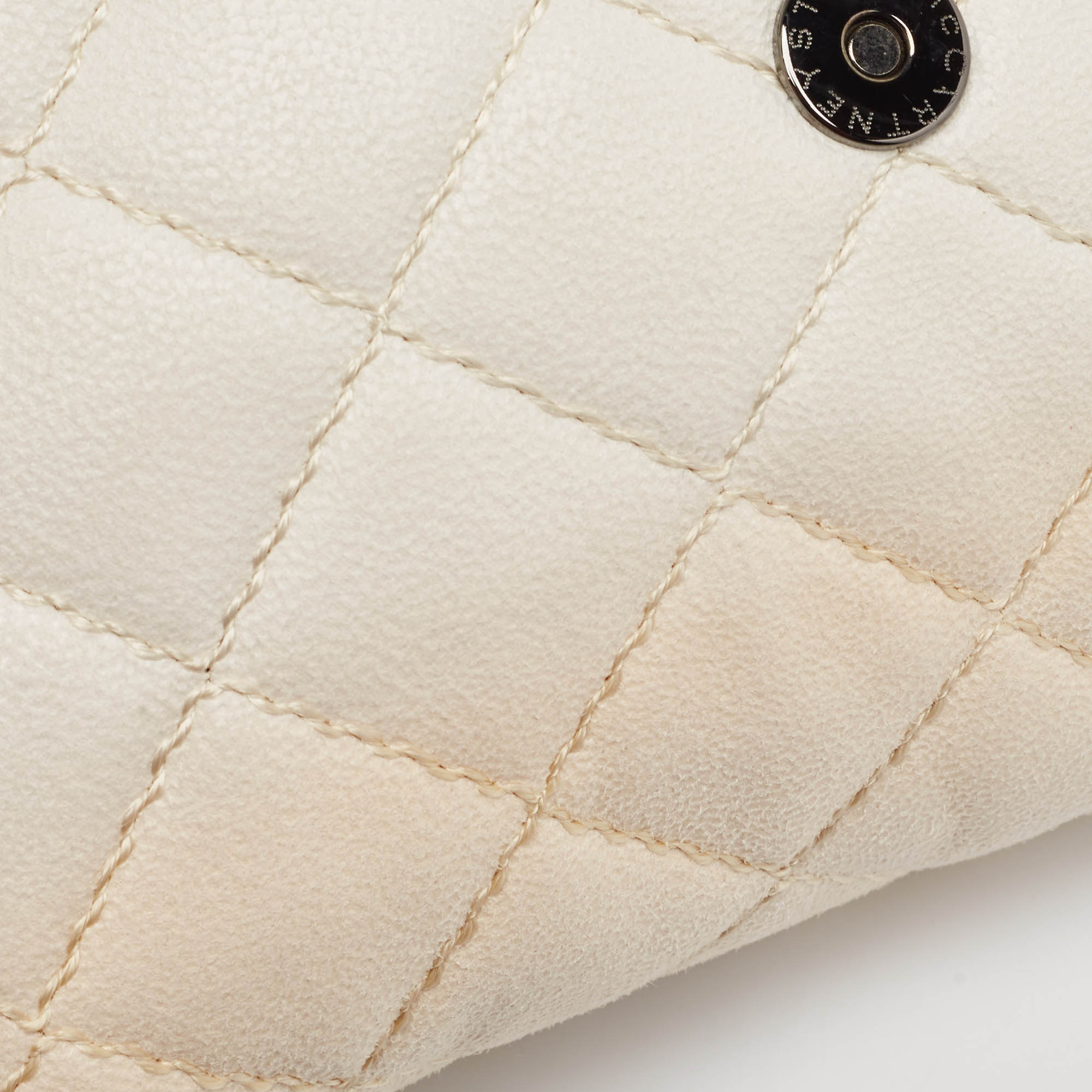 Stella McCartney Off White Quilted Faux Suede Falabella Flap Bag