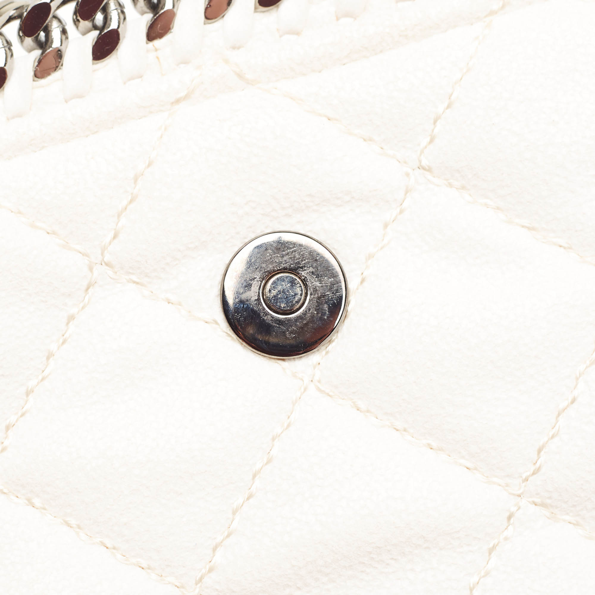 Stella McCartney Off White Quilted Faux Suede Falabella Flap Bag