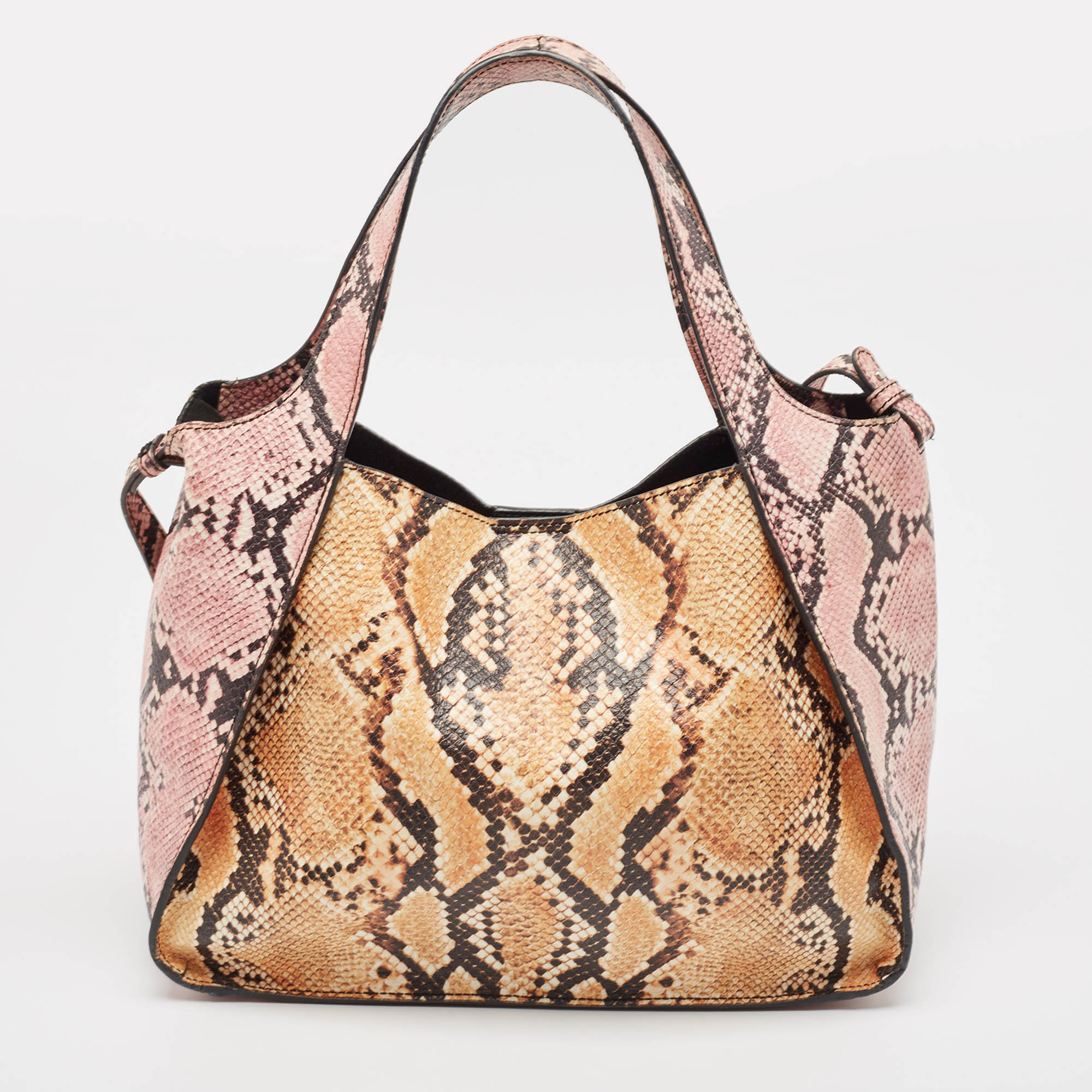 Stella McCartney Multicolor Faux Snakeskin Embossed Leather Logo Tote