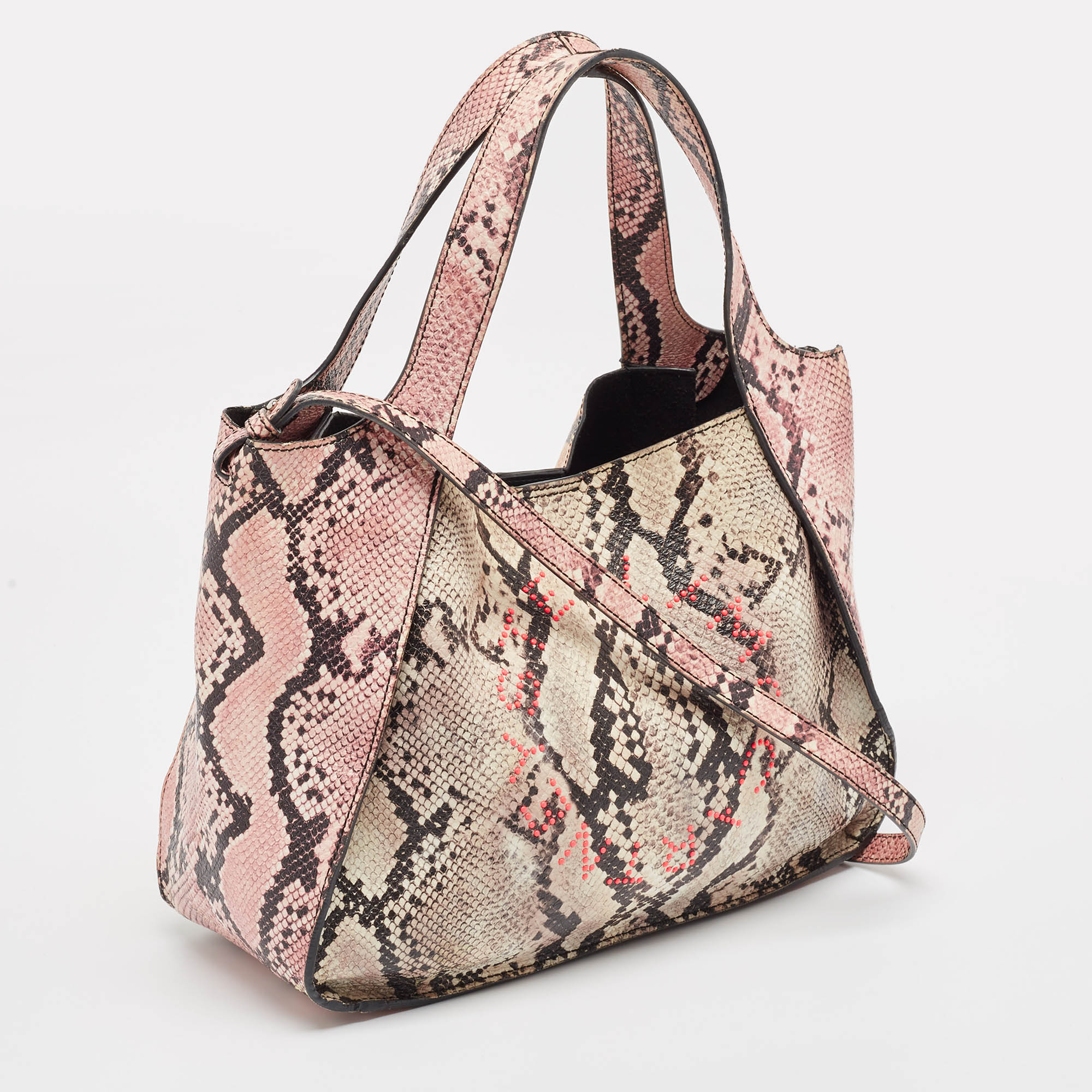 Stella McCartney Multicolor Faux Snakeskin Embossed Leather Logo Tote