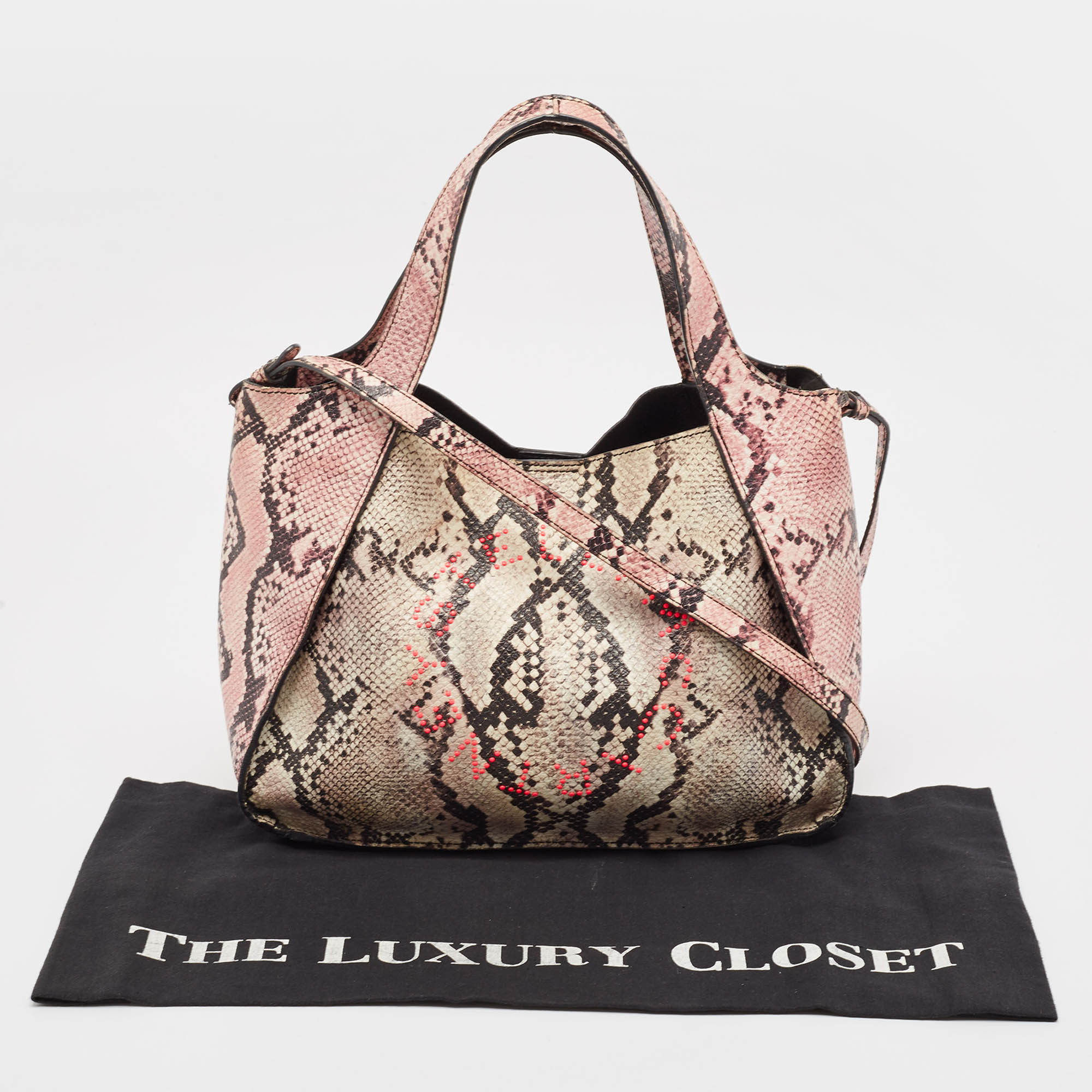 Stella McCartney Multicolor Faux Snakeskin Embossed Leather Logo Tote