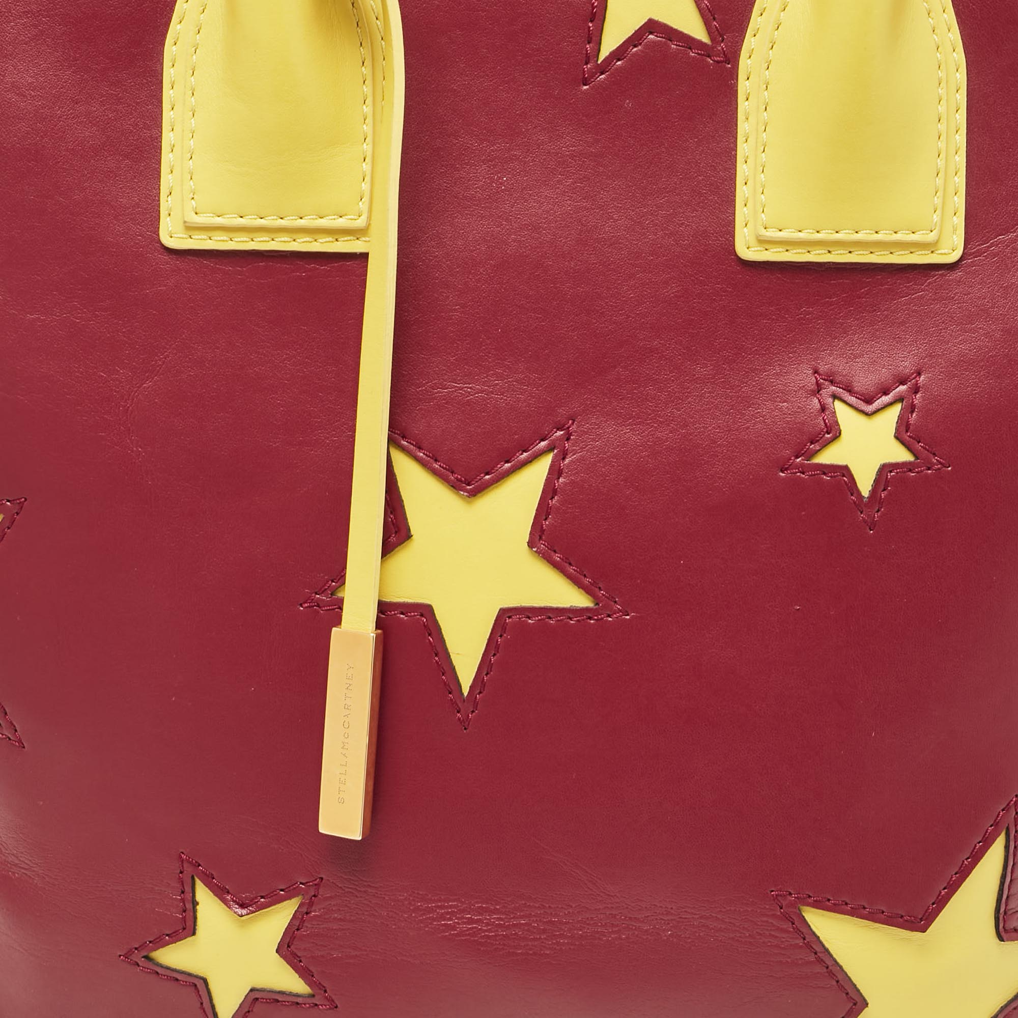 Stella McCartney Red/Yellow Faux Leather Large Star Cavendish Zip Tote