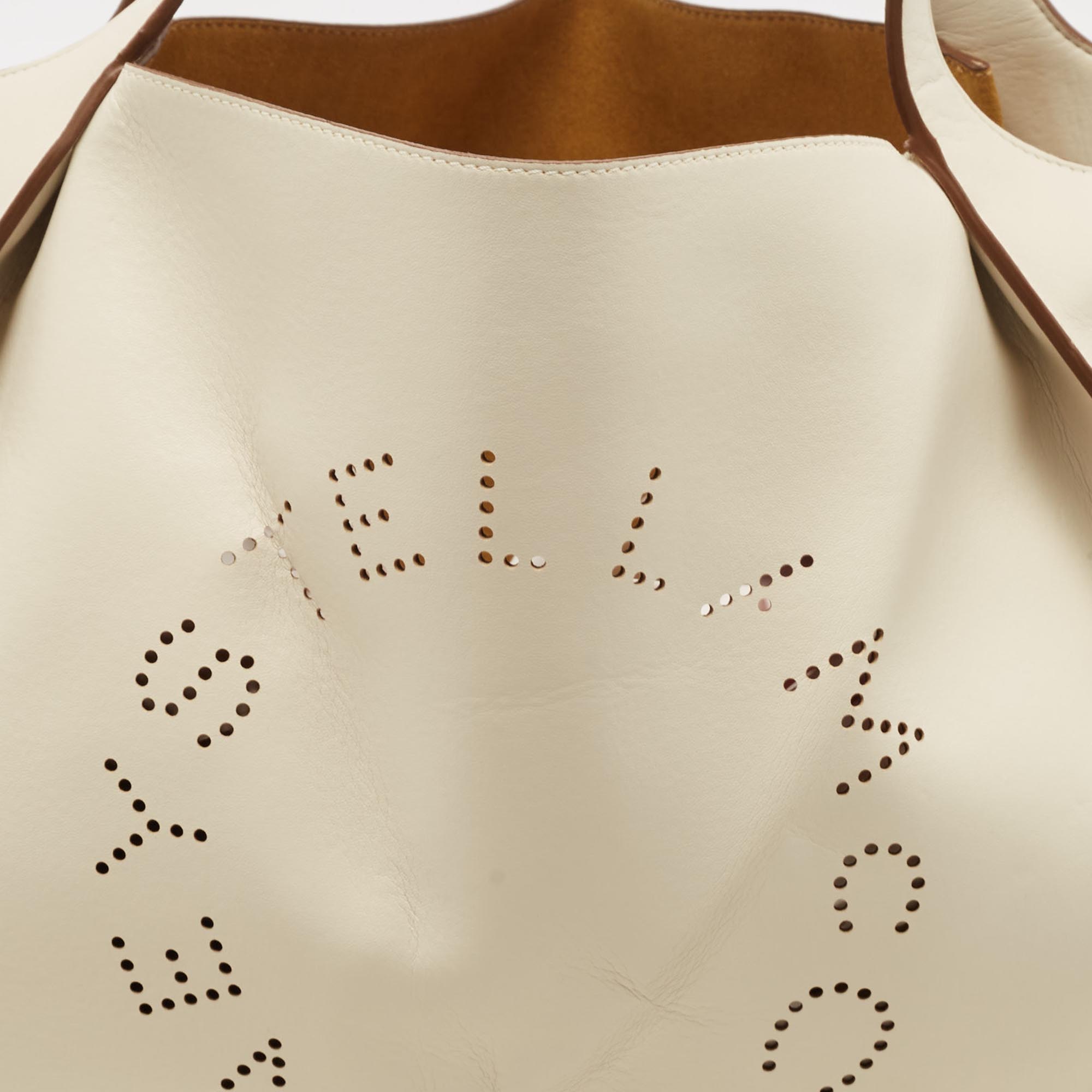 Stella McCartney Off White Faux Perforated Logo Tote