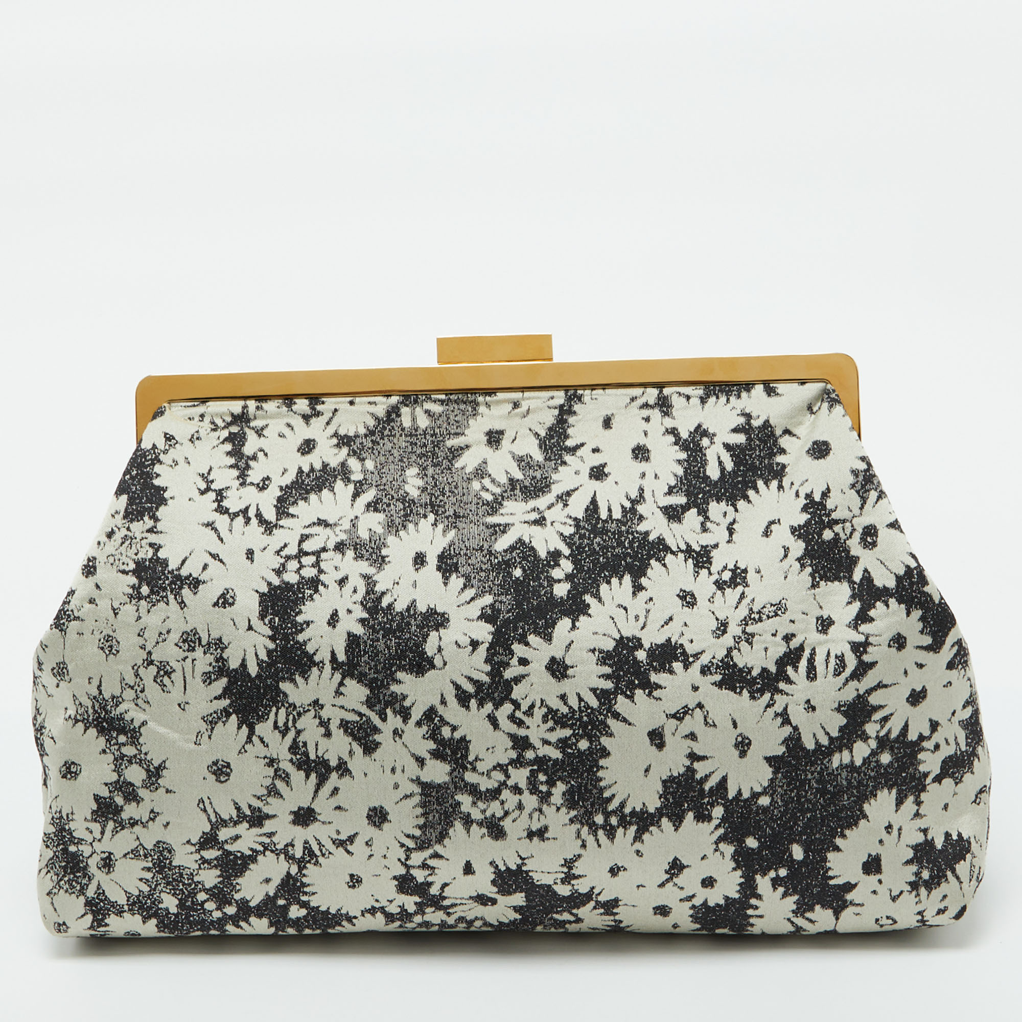 Stella McCartney Grey Canvas Floral Printed Oversized Daisy Clutch