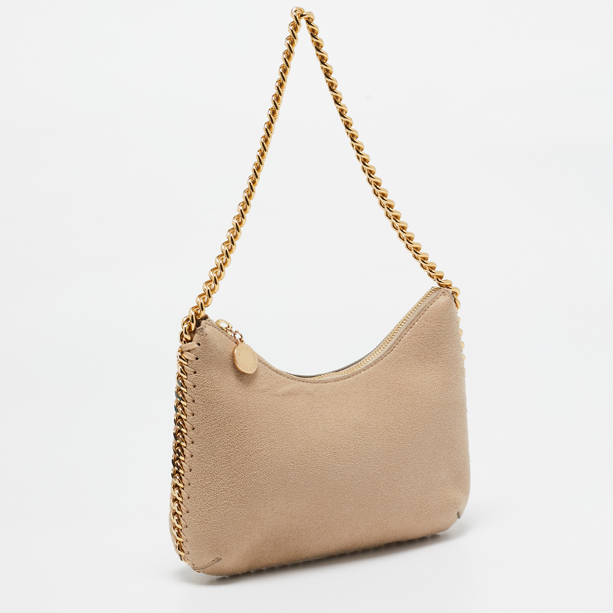 Stella McCartney Beige Faux Suede Mini Falabella Shoulder Bag