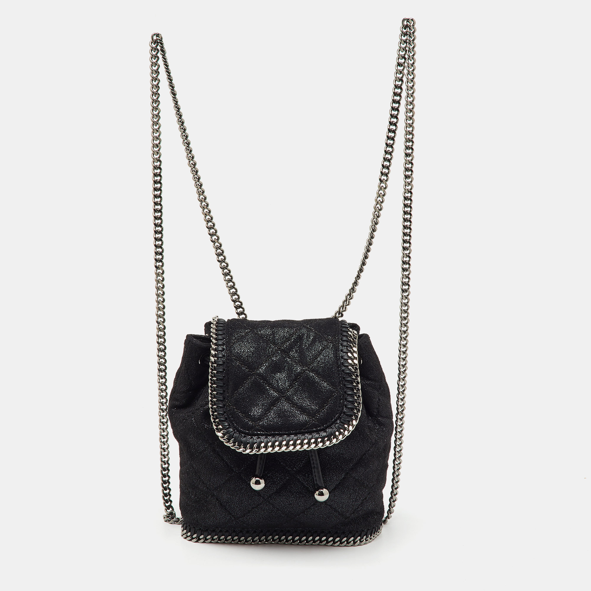 Stella McCartney Black Quilted Faux Leather Mini Falabella Backpack
Stella McCartney Black Quilted Faux Leather Mini Falabella Backpack
