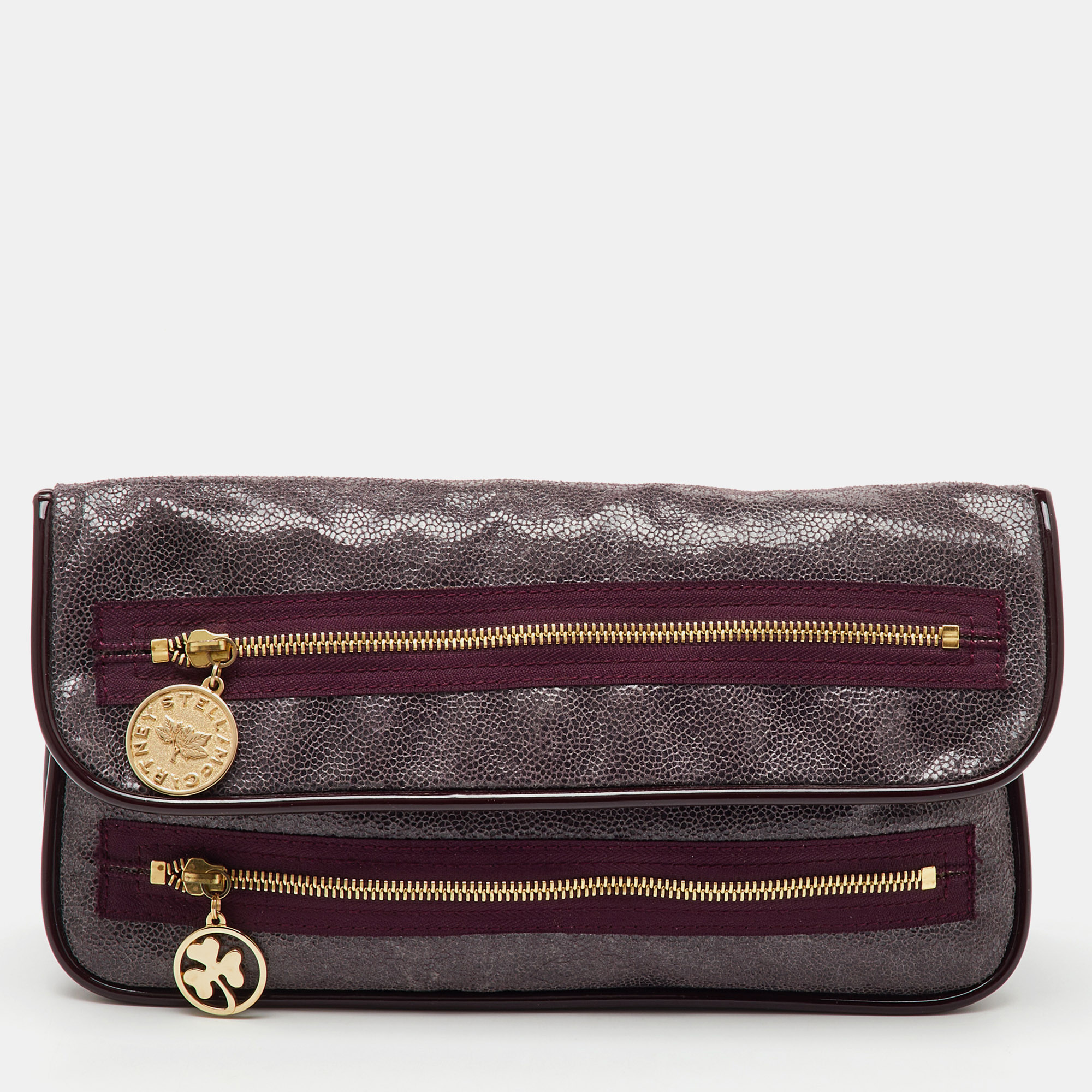 Stella McCartney Burgundy Faux Leather Zipper Detail Fold Over Clutch
Stella McCartney Burgundy Faux Leather Zipper Detail Fold Over Clutch