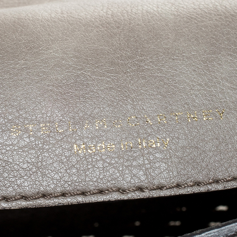 Stella McCartney Grey Woven Leather Alexa Flap Shoulder Bag