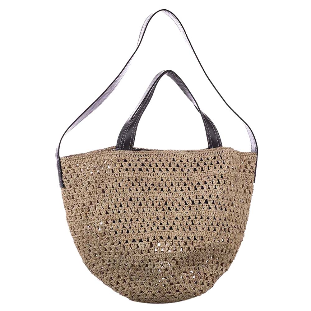 Image of Stella McCartney Brown/Beige Raffia Satchel Bag