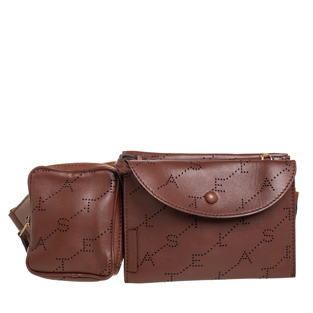 Stella McCartney Brown Monogram Faux Leather Utility Belt Bag