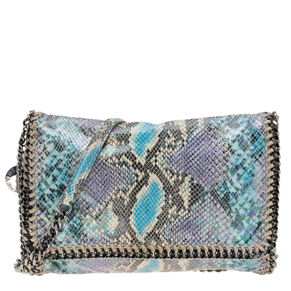 Stella mccartney multicolor faux python leather falabella flap shoulder bag